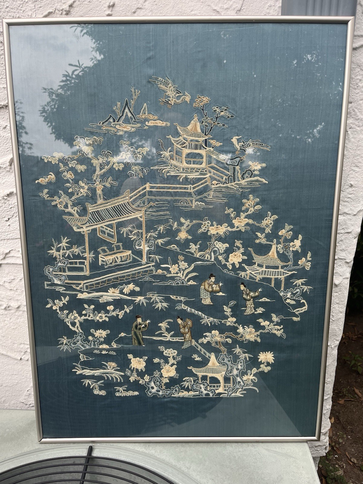 Very Finely Embroidered Antique Chinese Embroidered 27.5in X20in