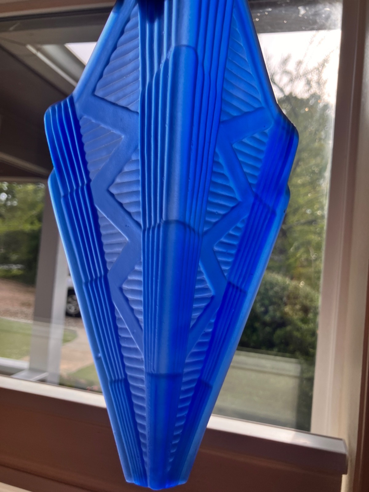 Art Deco Frosted Blue Glass Slip Light Shade For Wall Light Sconce 11 1/4″