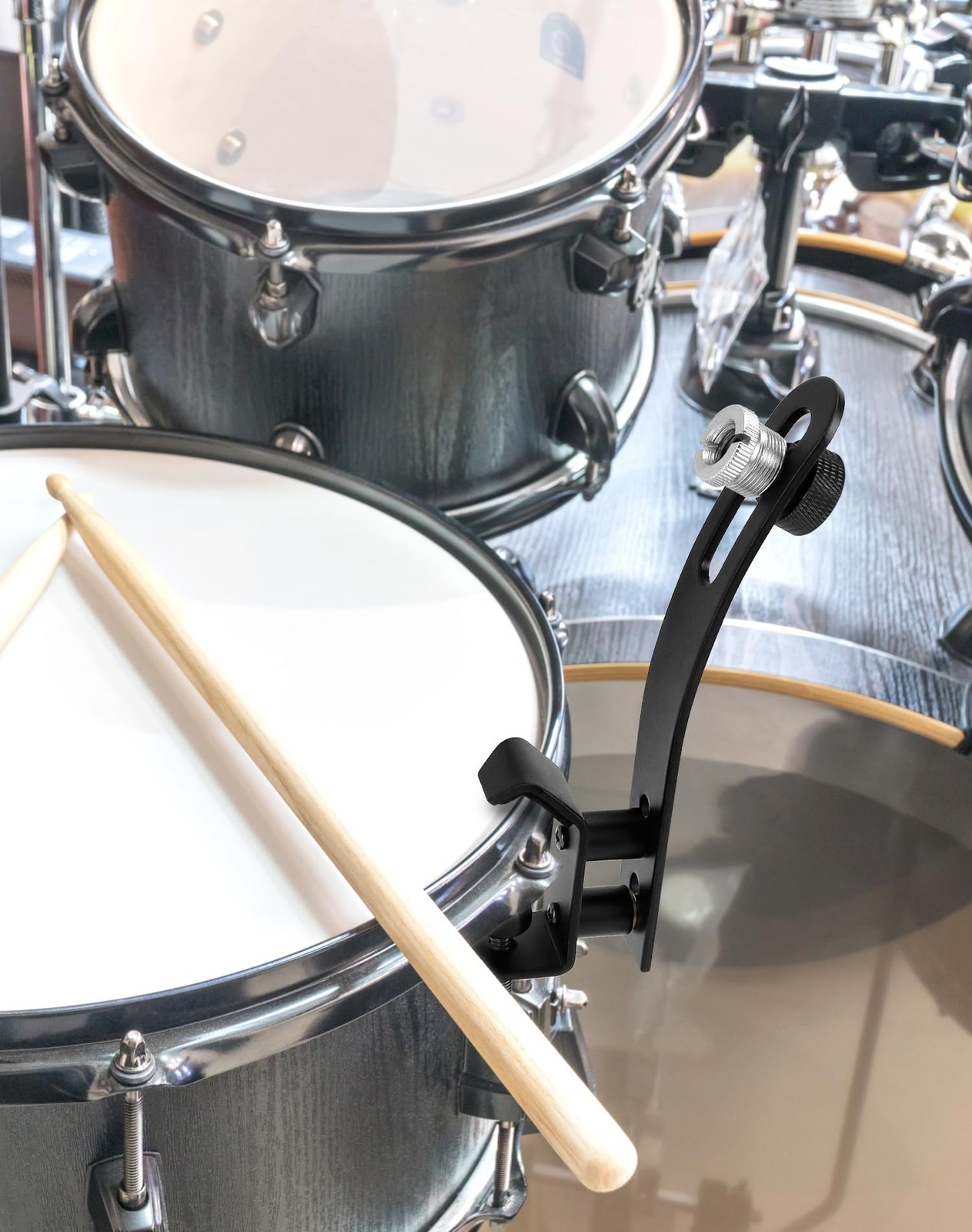 Qwork Drum Microphone Shockproof Clip 3 Pcs Metal Mic Set Clamp Adjustable
