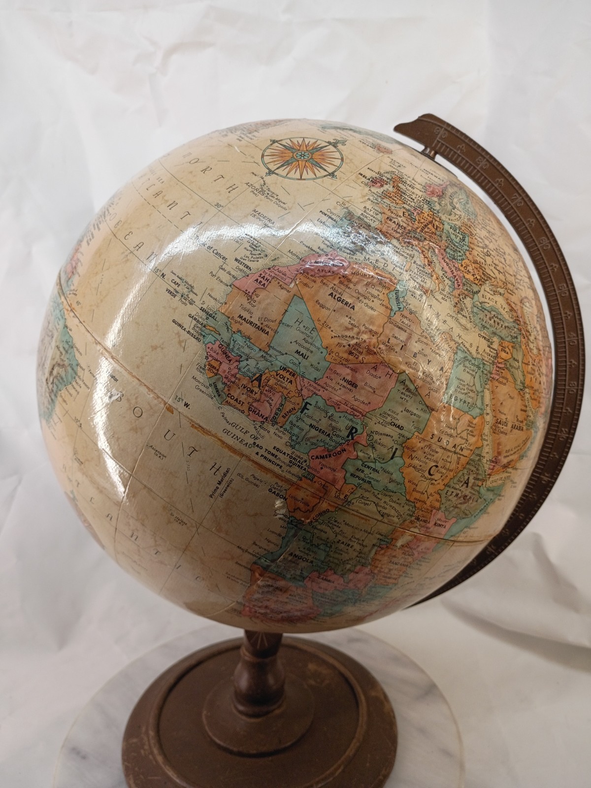REPLOGLE GLOBE World Classic Series ~Wood Base & Brass Accents~12″ Diameter~
