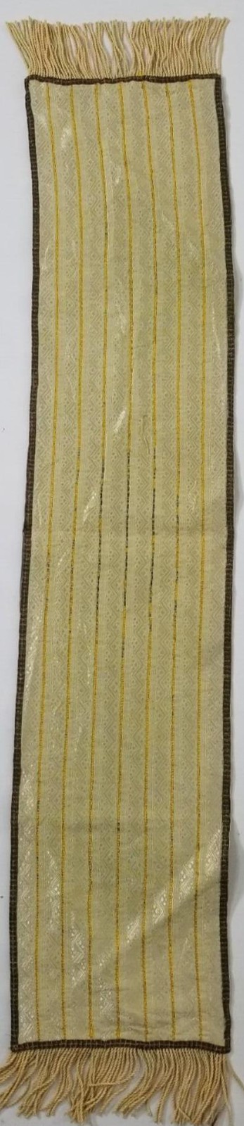 Vintage Ecclesiastical Silk Brocade Altar Runner with Gold Stripes 76x16cm