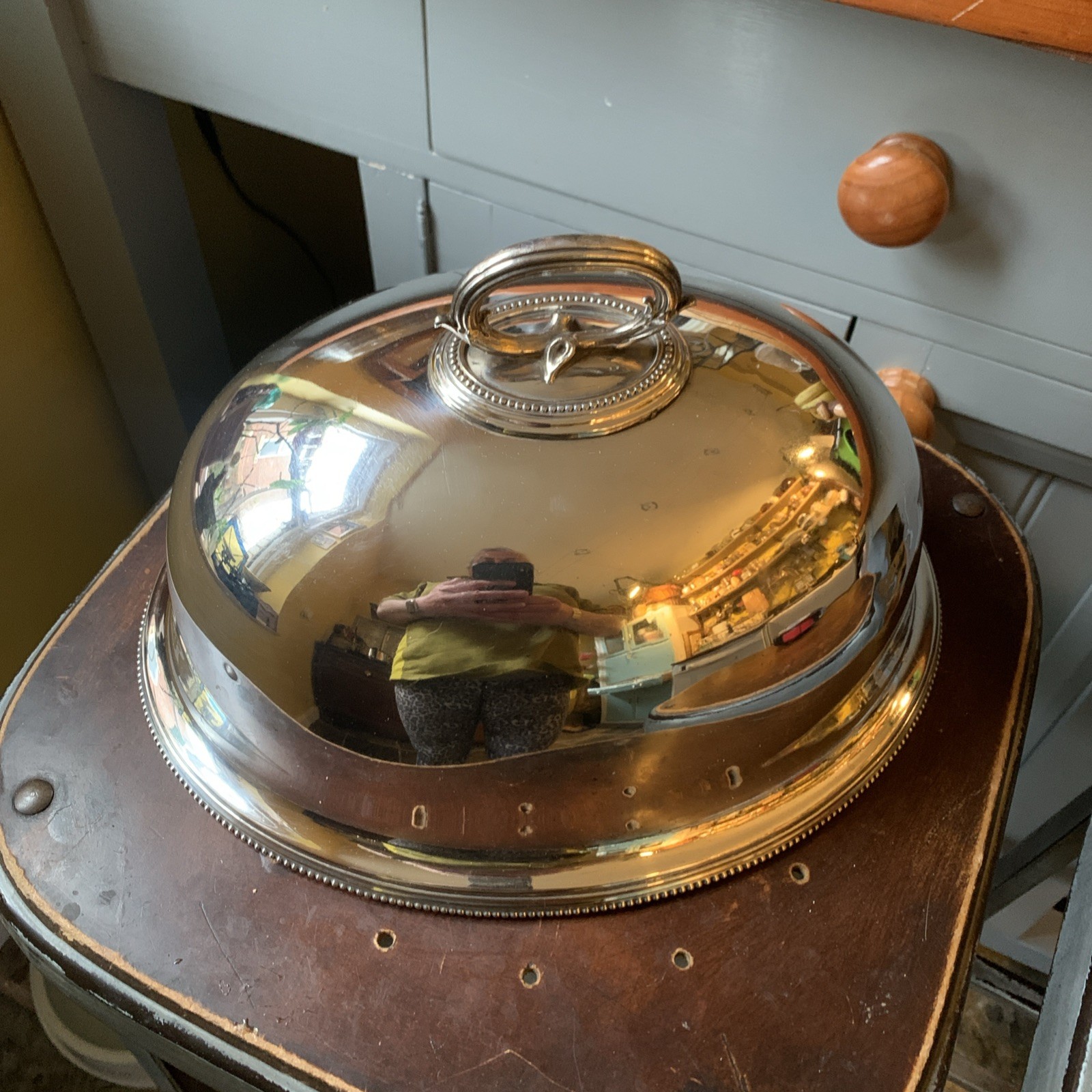 ANTIQUE SILVER PLATED MEAT DOMED CLOCHE FOOD COVER – 12 X 9.5 X 7 INCHES