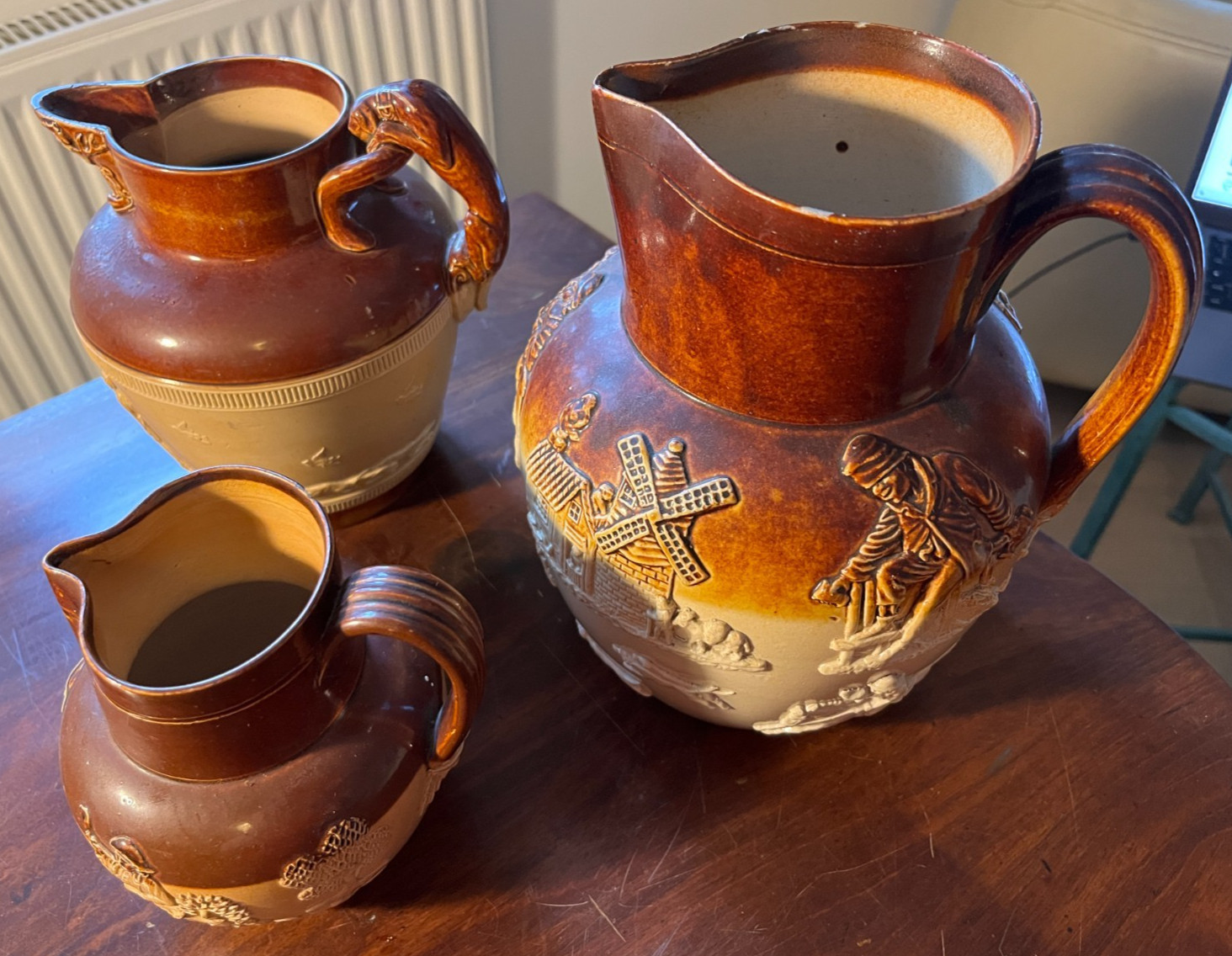 3 attractive antique Doulton and sundry jugs ceramic pottery……..FREE UK POST