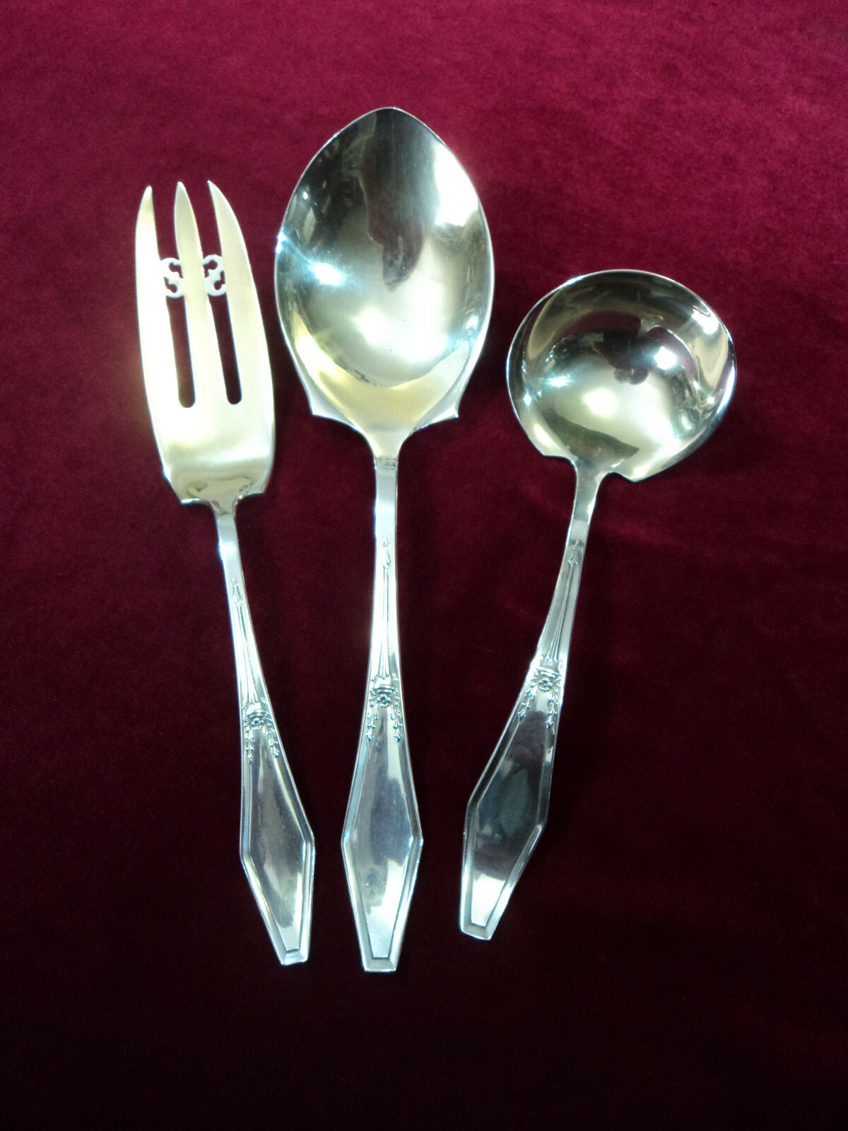 Silverplate Flatware Lot of 3 Goldtone Hostess Set Holmes Edwards Jamestown