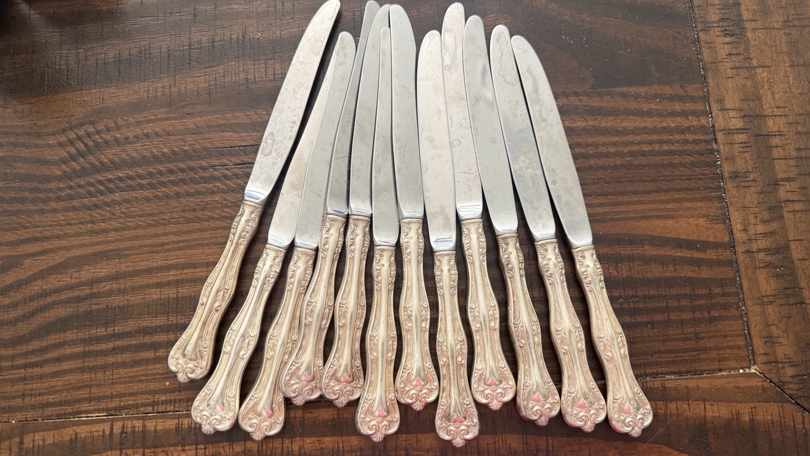 Vintage Silverware National Double tested Silver Plate Knifes Set Of 12