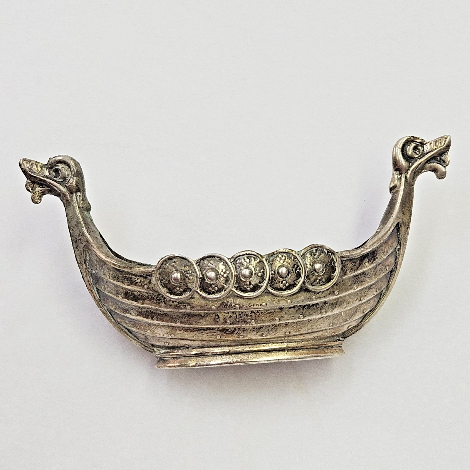Vintage Albert Scharning 830 Silver ASch Viking Ship Salt Cellar Glass Insert