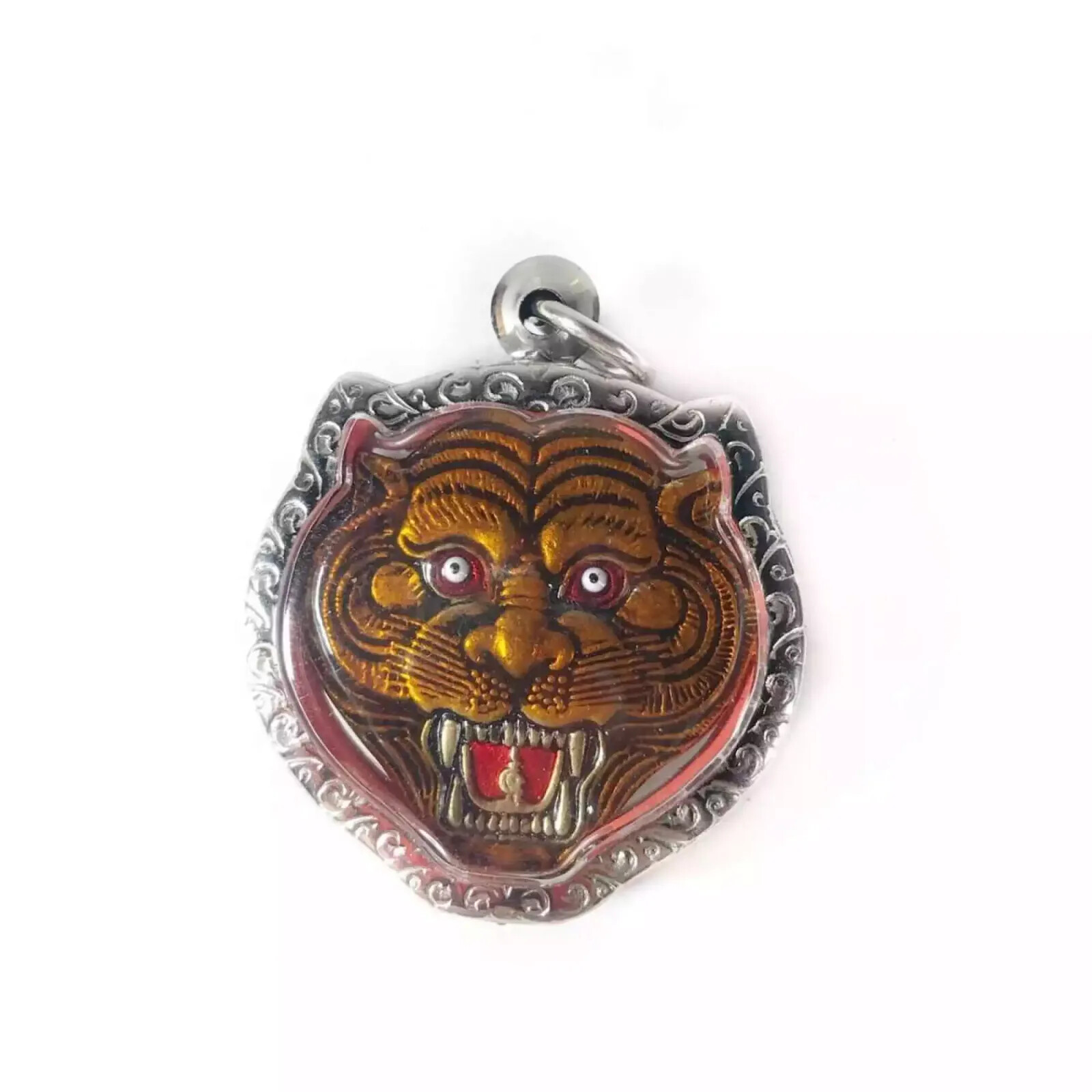 Tiger Face Stainless Case Pendant Phra LP Pern Wat Bangpra Thai Buddha Amulet