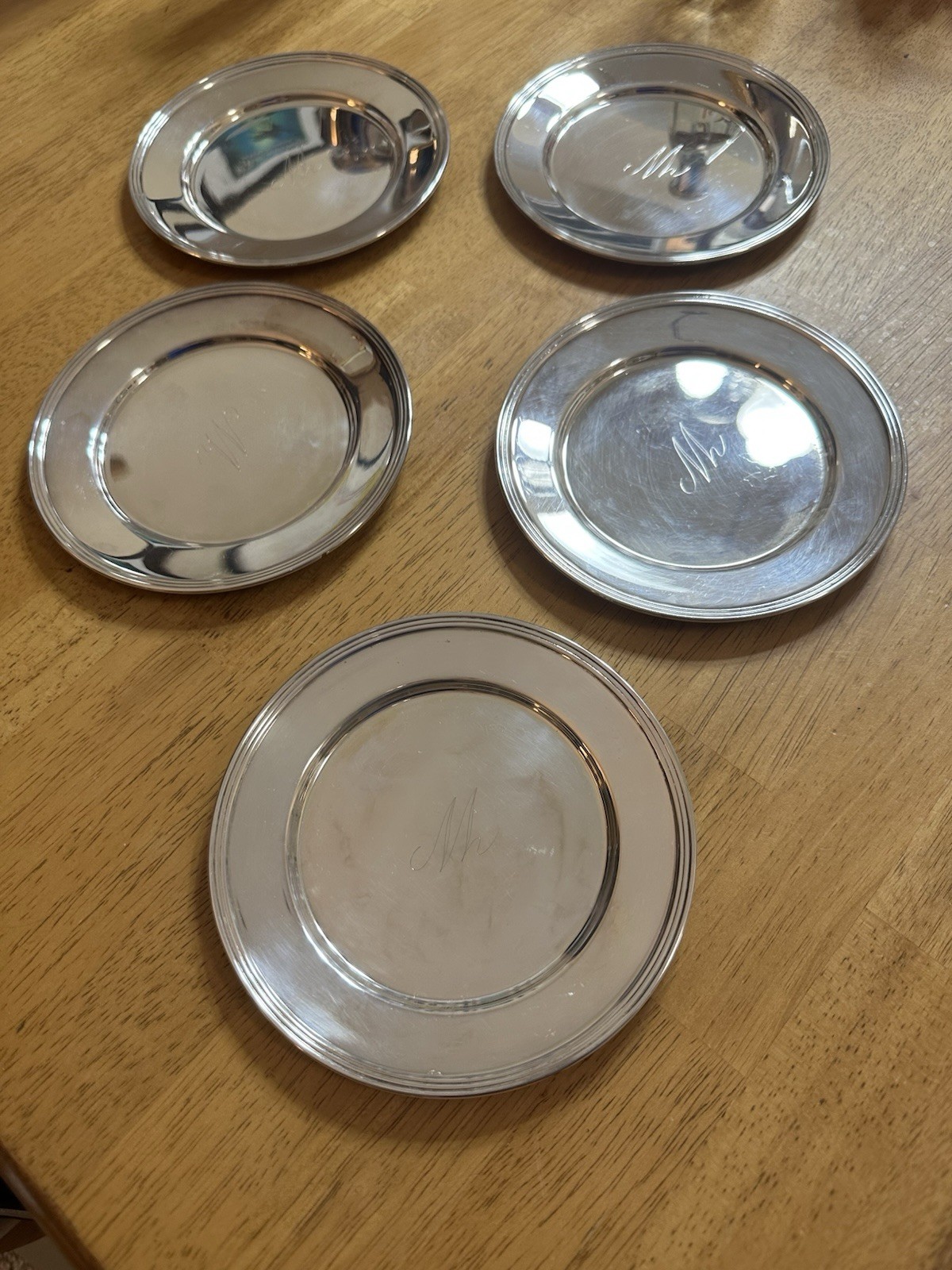 Vtg Set/5 F.B. Rogers Silver CO Silver Plated Dish #1025 bread Salad plates Read
