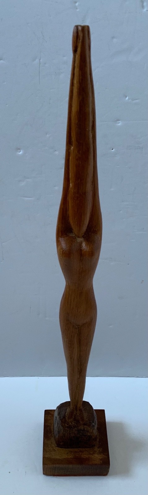 VINTAGE CARVED WOODEN STATUE TALL NUDE FEMALE FIGURE ART DECO STYLING