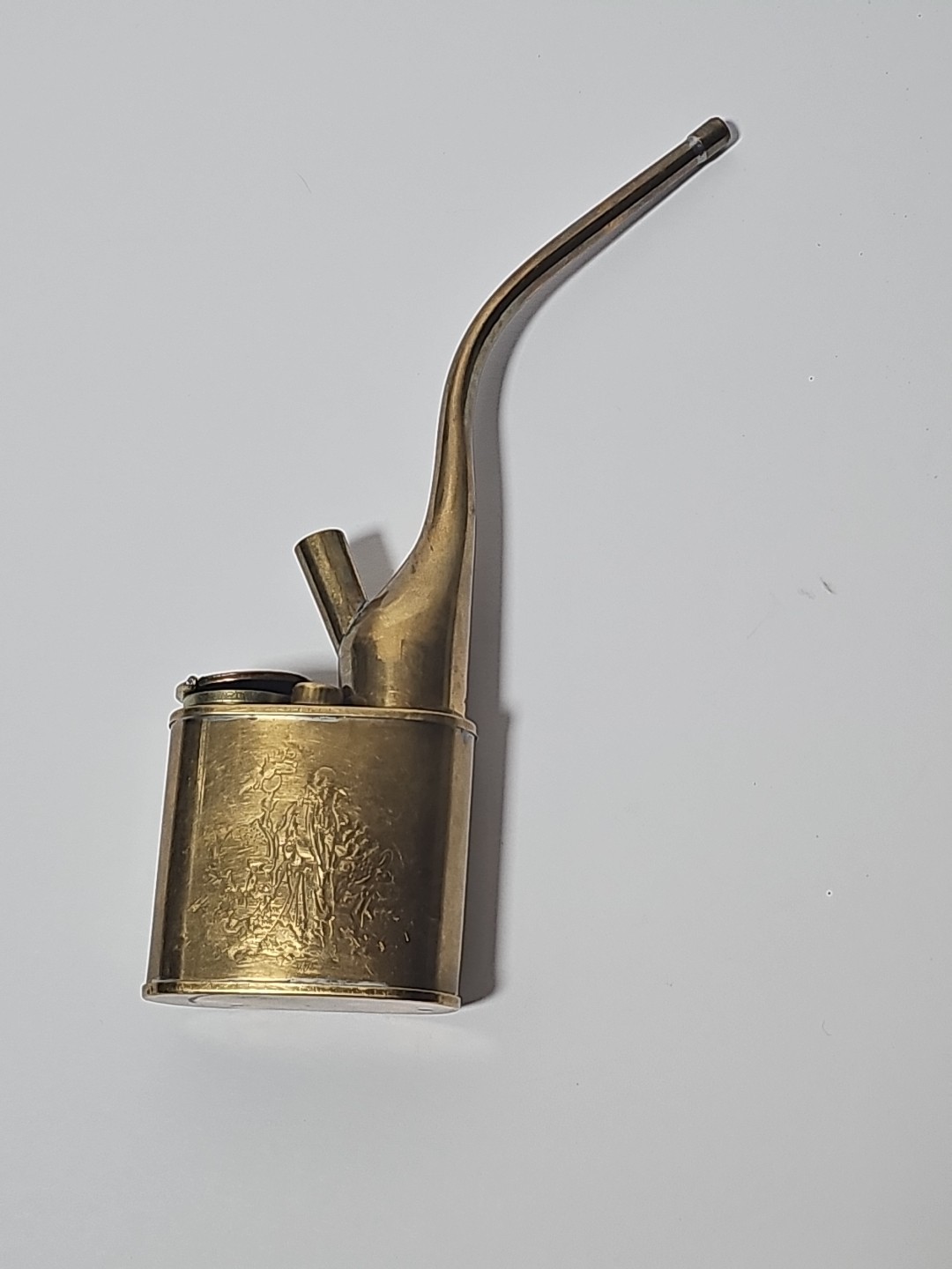 Vintage Traditional Chinese Brass Engraved Water Smoking Pipe Antique EUC