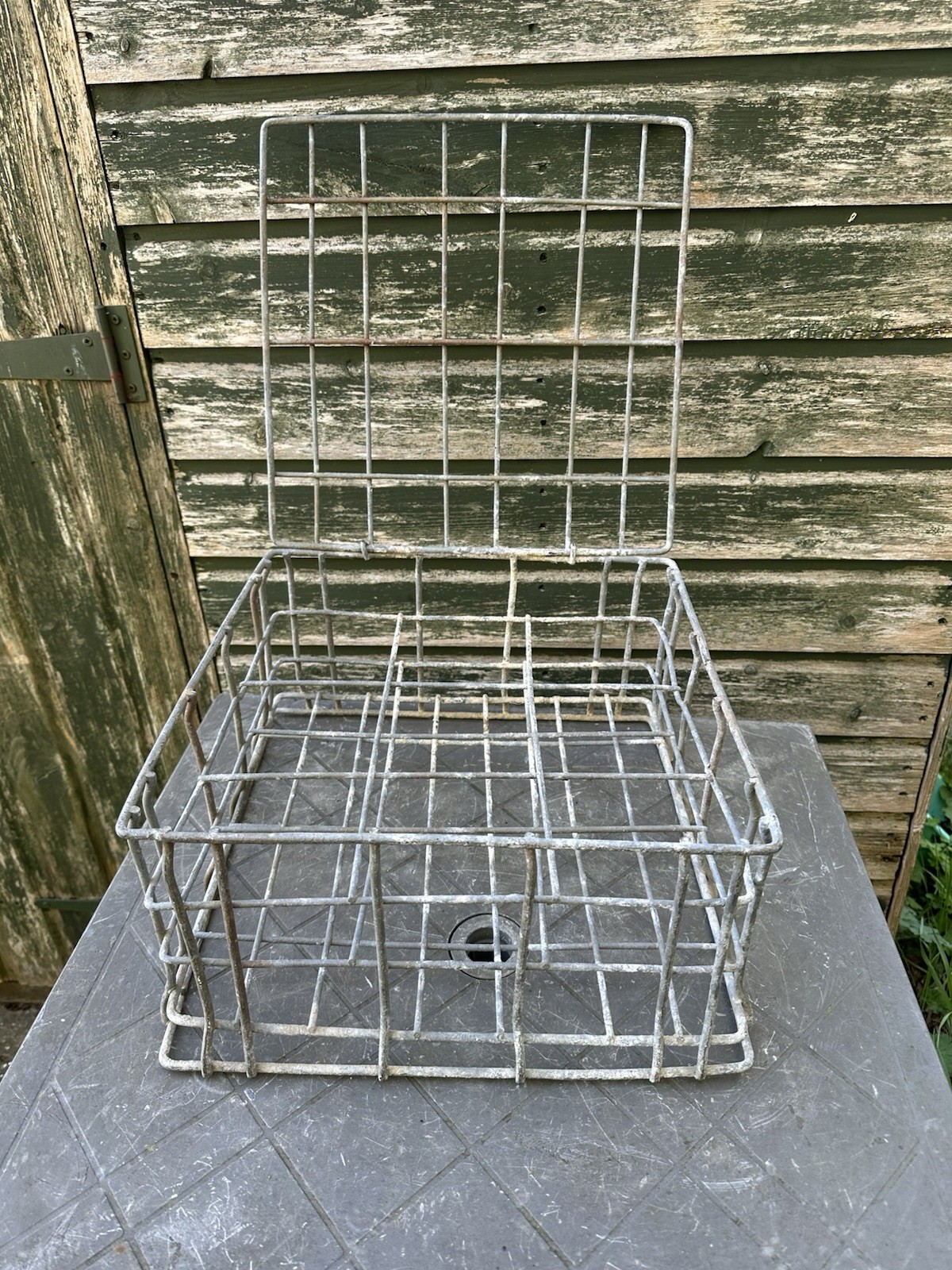 Vintage Galvanised Pot Crate With Lid