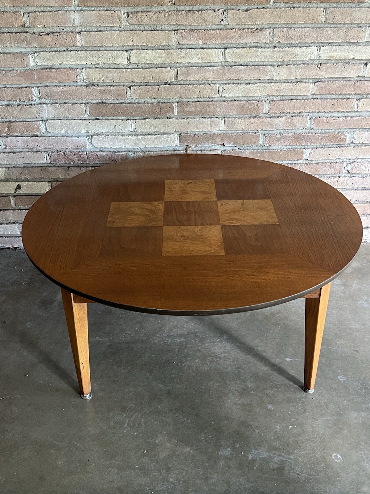 VINTAGE MCM LANE COFFEE TABLE 1958 Coffee Table Oak W/burl Walnut Inlay