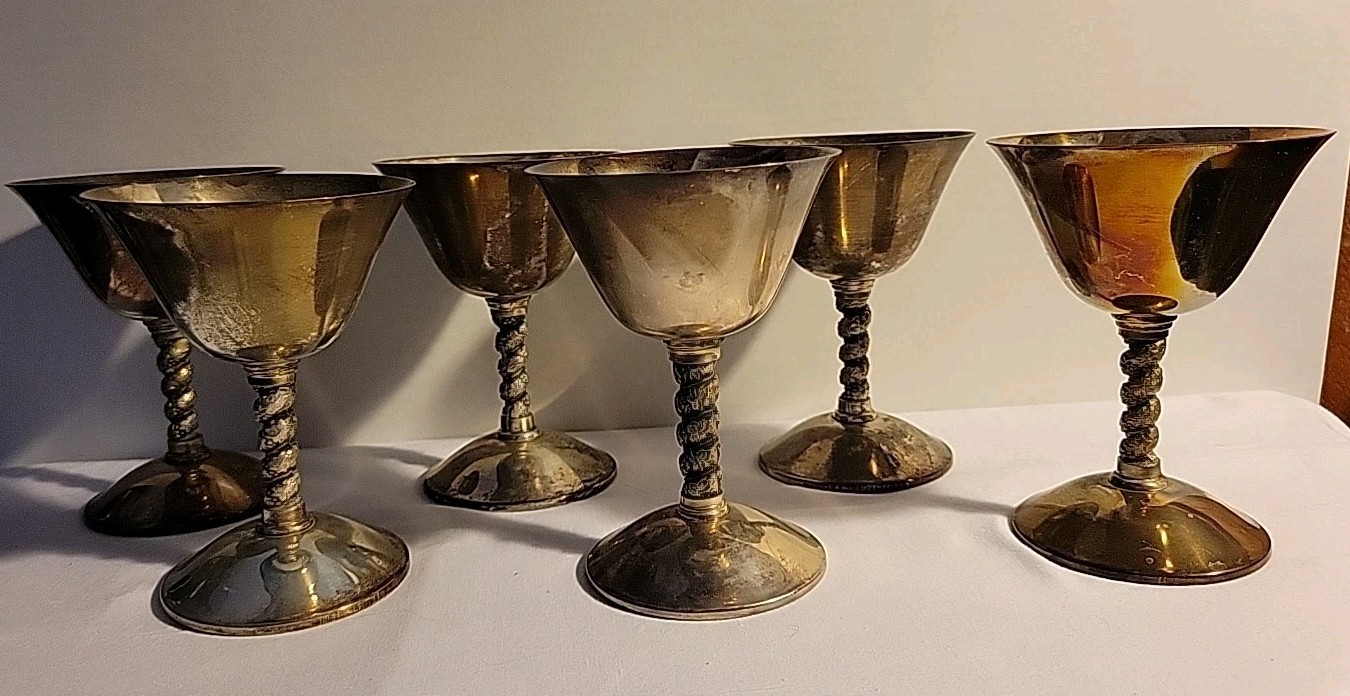 MCM Vintage VISICUSI E.B.P. Silverplate Wine Goblets – Lot of 6