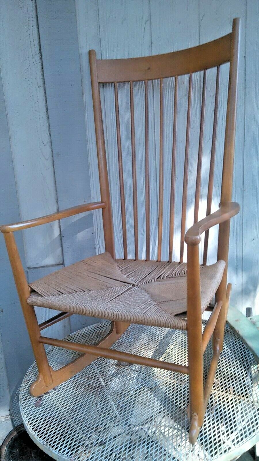 MID CENTURY DANISH MODERN BEECH J16 ROCKING CHAIR by HANS WEGNER for FREDERICIA