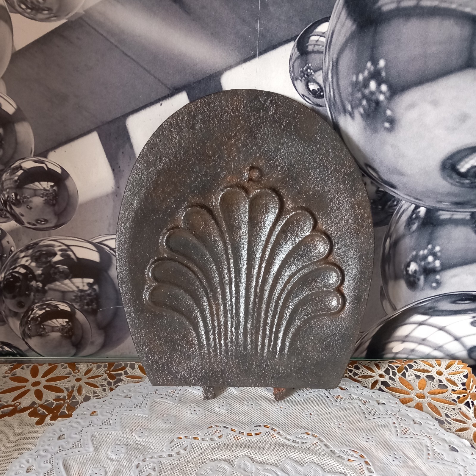 Antique Victorian Fireplace Cast Insert Cleaned Very Rare 27cm X 22.5cm