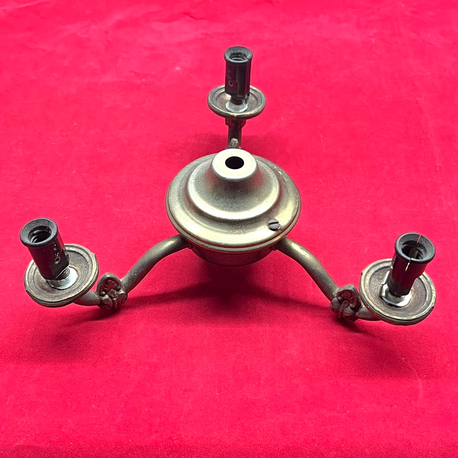 VTG 3-Arm Wired Deco Candelabra Ceiling Light or Floor Lamp Fixture Brass Finish
