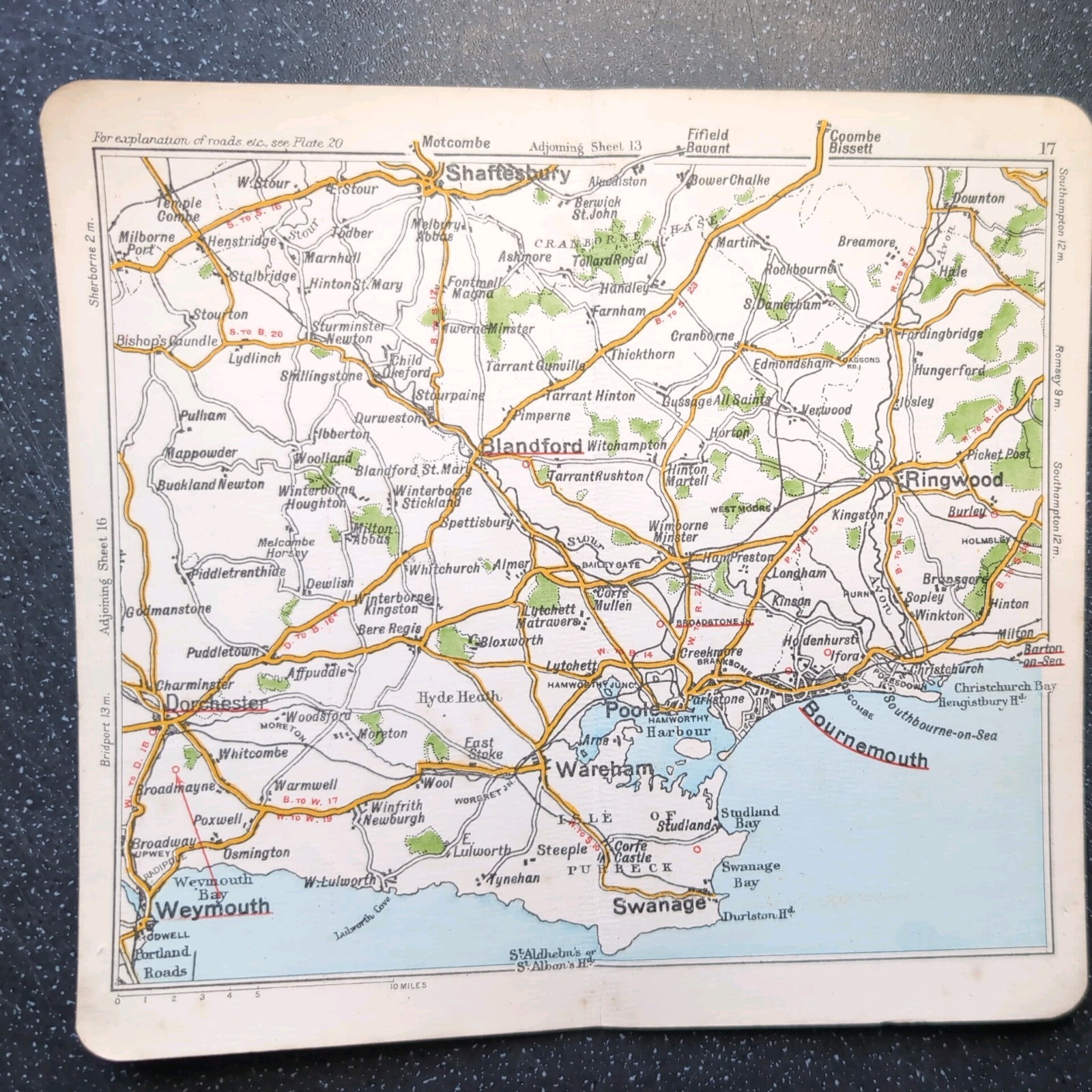 Original c1920 Bacons Road Atlas Of Ringwood Blandford Bournemouth Weymouth