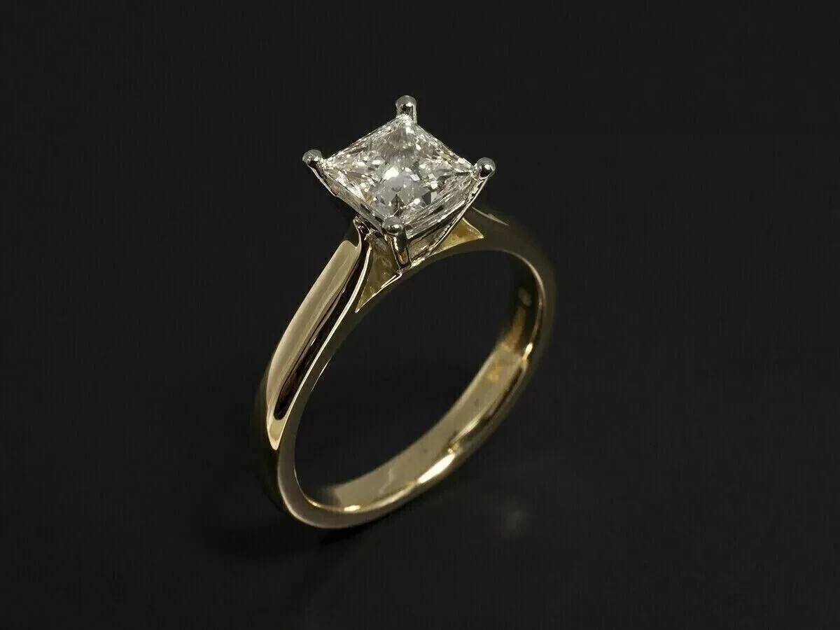 2Ct Princess-Cut Lab Created Solitaire Engagement Ring 14K Yellow Gold Plated