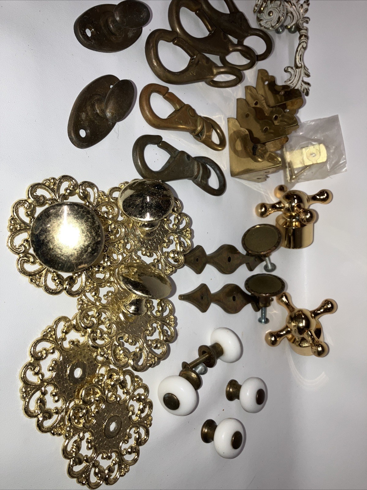 vintage brass cabinet knobs And Misc Hardware Lot