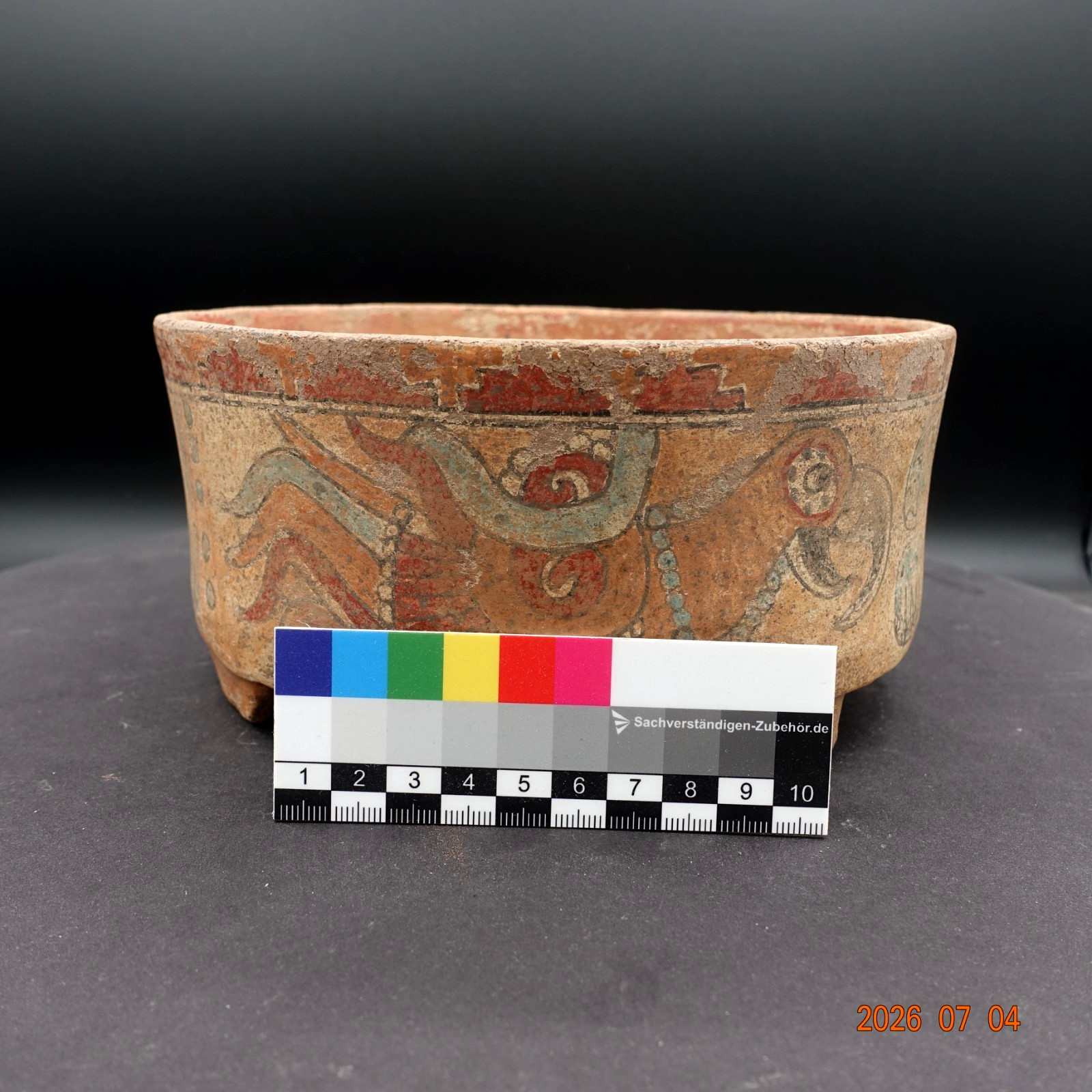 Pre-Columbian Authentic Artifact Ceramic Pottery Poly-Chrome Maya Parrot Bowl