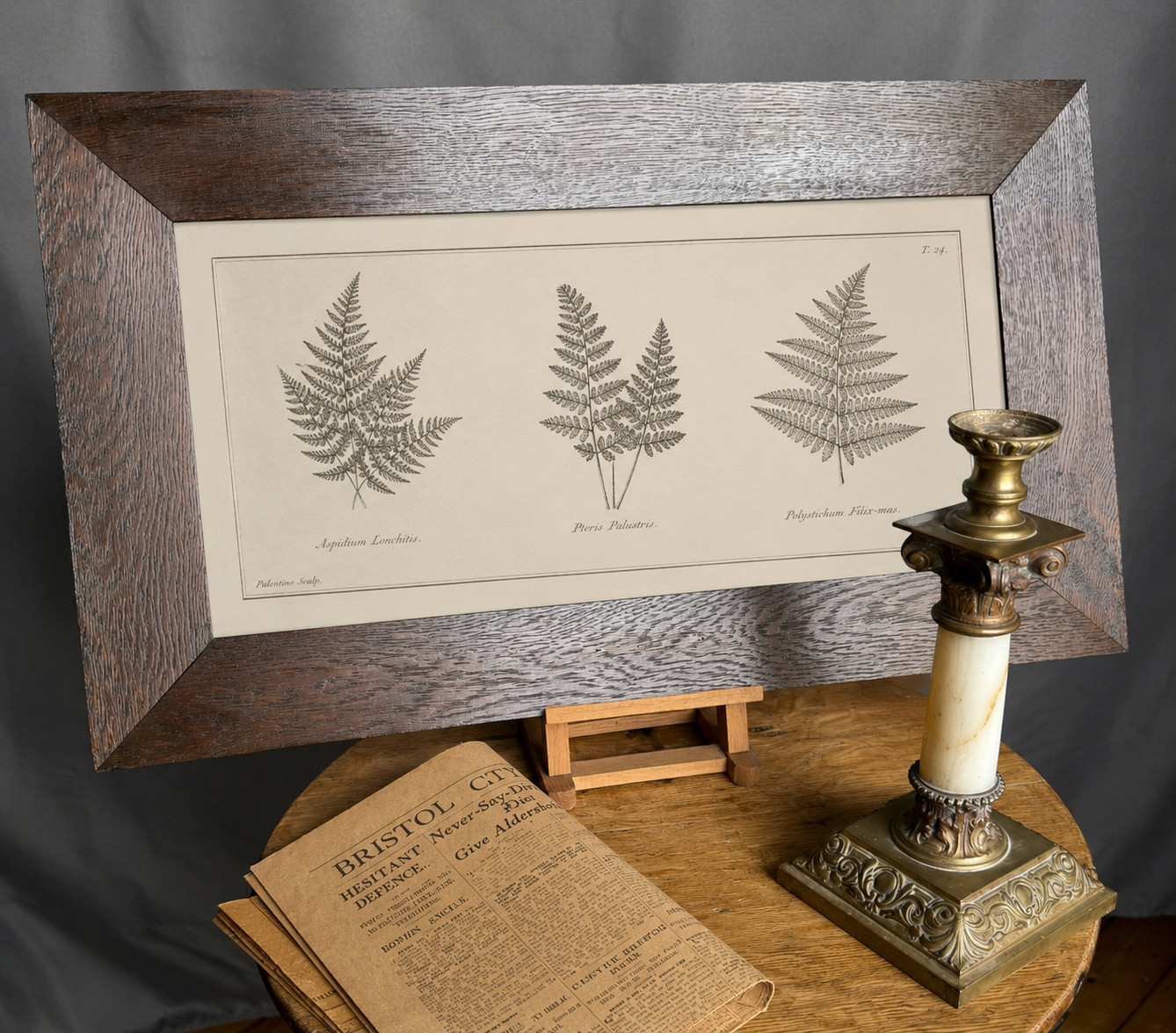 Fine Antique Angular Oak Picture Frame 21.5″ x 11.5″ Rebate Architectural Canted