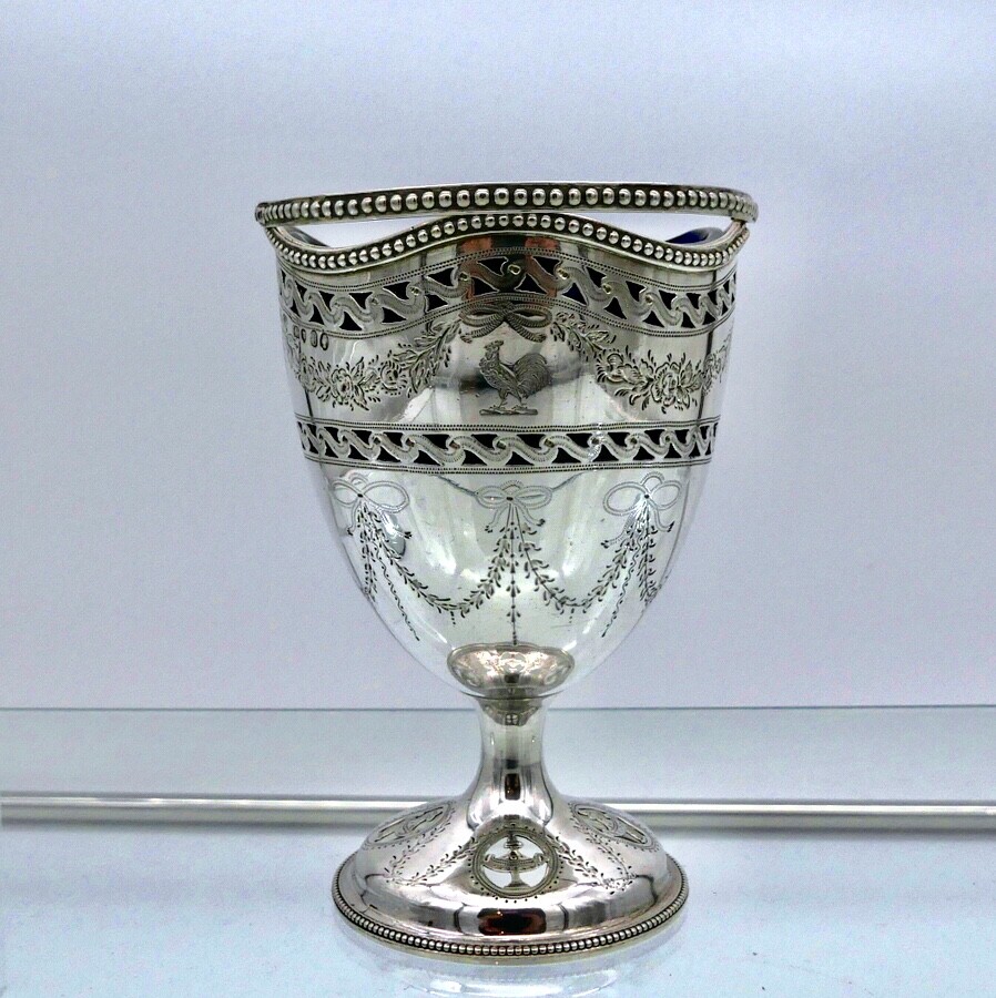 Antique Victorian Sterling Silver Sugar Basket London 1857 Joseph Angell