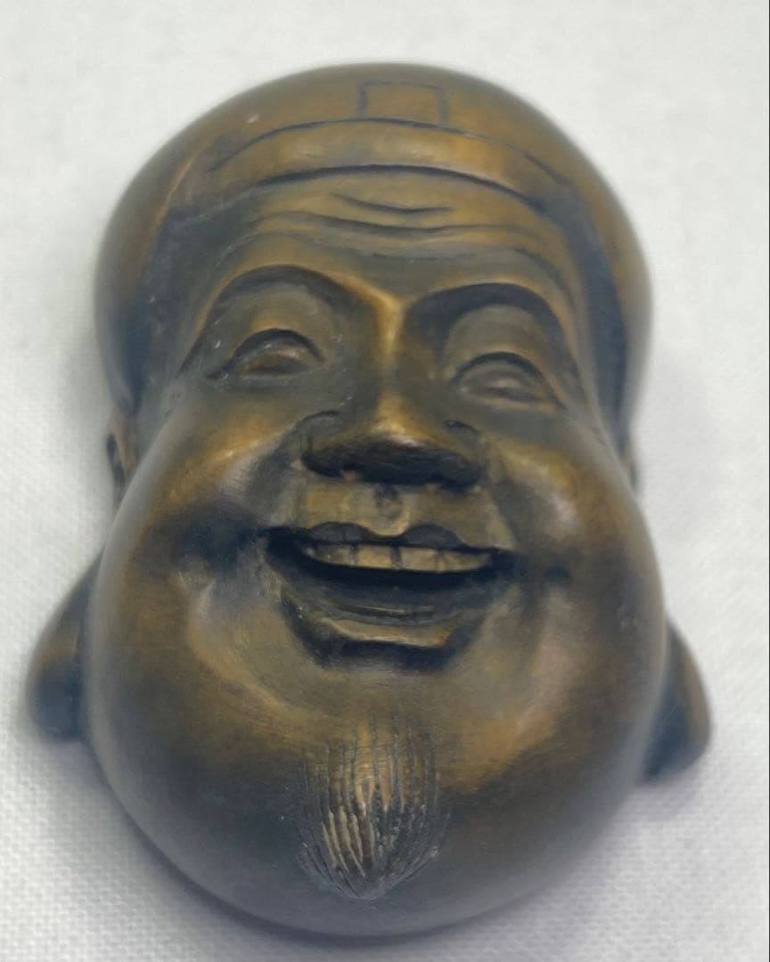 Japanese Wood Carving Hotei-sama Netsuke Inro Ojime W 4.9cm/1.93 in