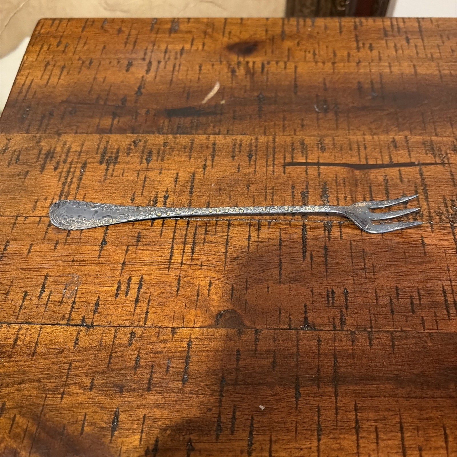Antique Victorian Pickle Castor W/ Tongs Fork Textured Glass Blue READ DESC