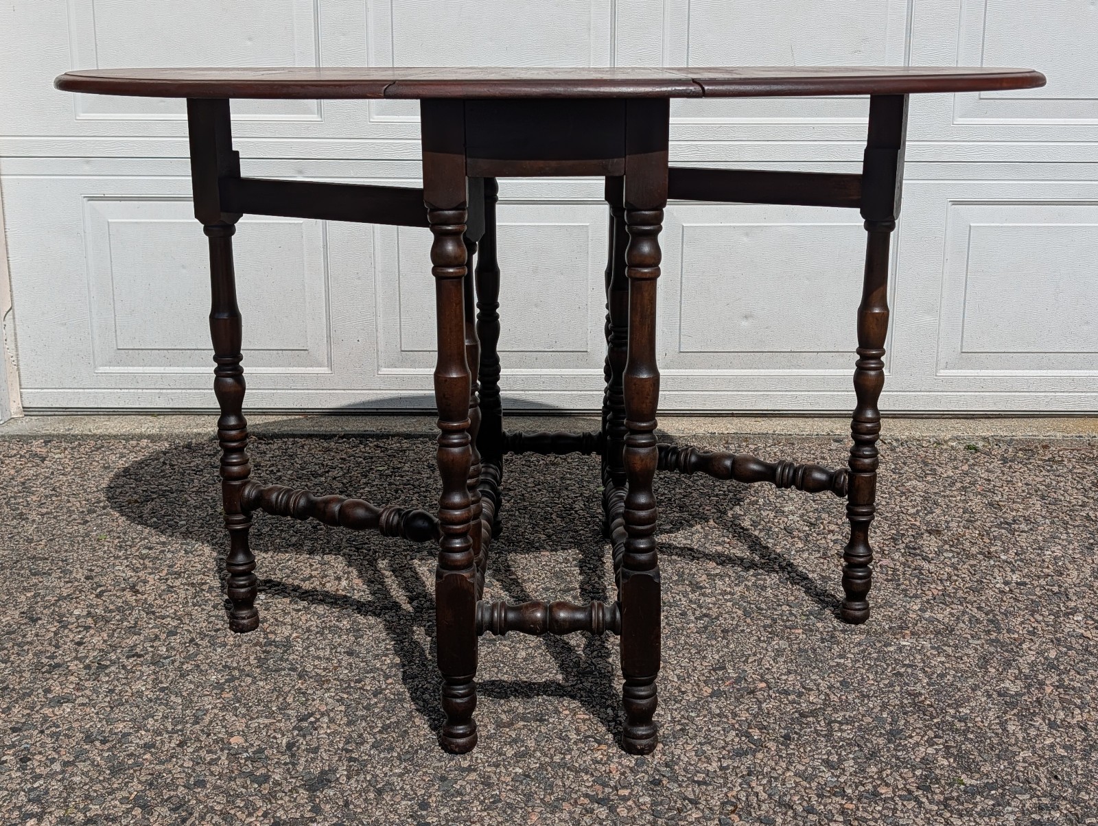 Vintage Mahogany Gate Leg Drop Leaf Table with Drawer, Oval, Solid Wood