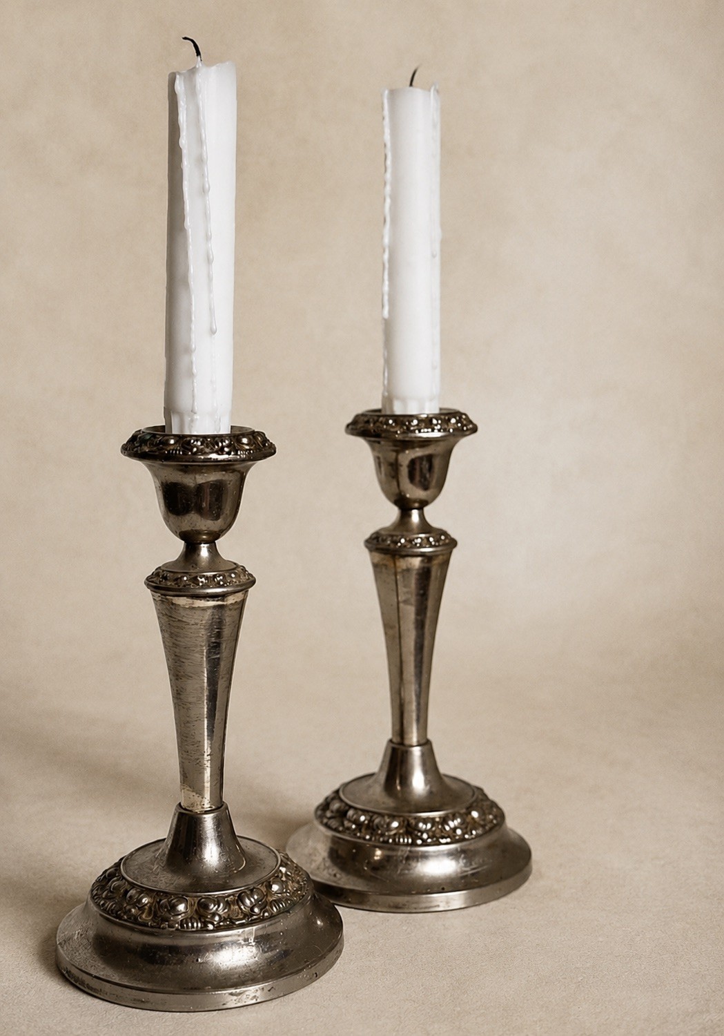 Original Silver Plate Candleholders by lanthe,England, 1950s