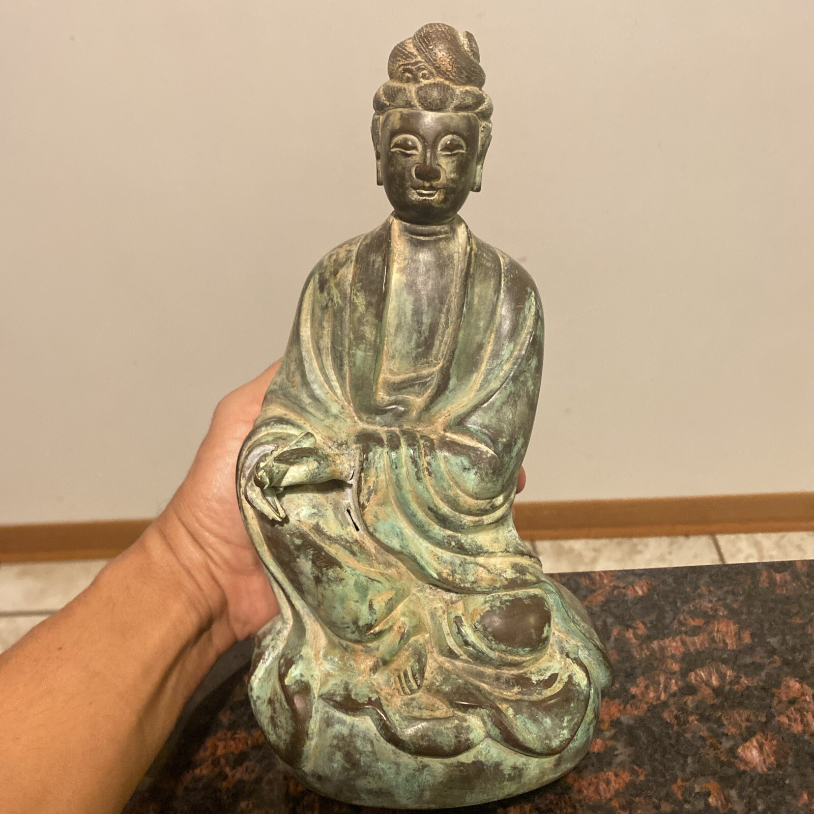 Buddha, China, Mid-20th Century, Patinated Bronze Approx. 10.5in/26Cm Height