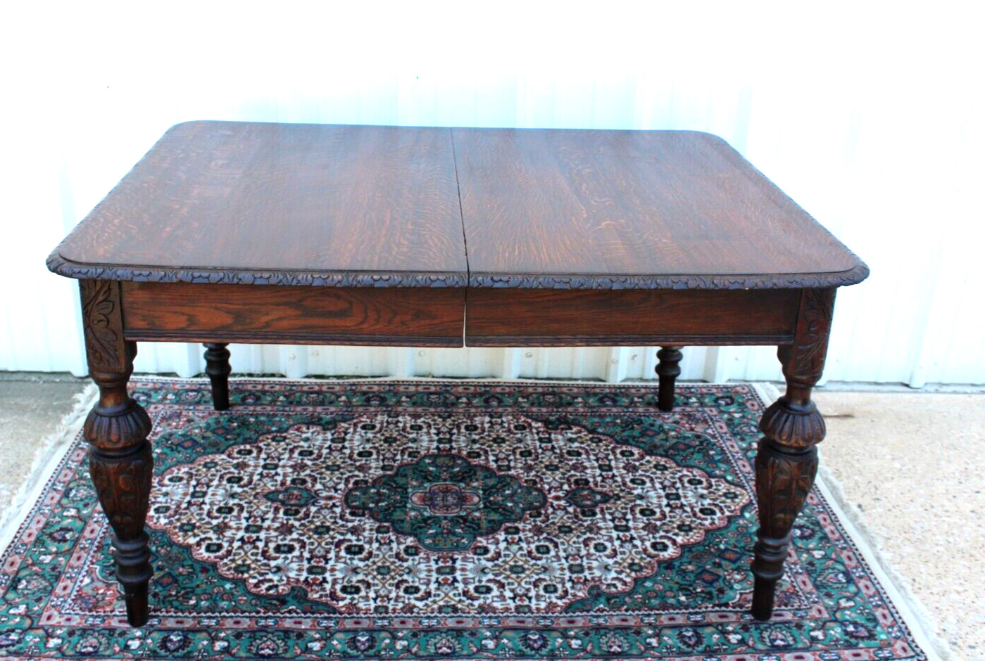 French Antique Tiger Oak Renaissance Kitchen Dining Table Circa 1880