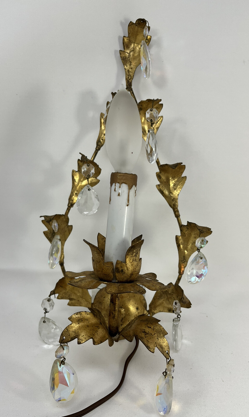 Vintage Gold Leaf Electric Wall Scone Teardrop Shape