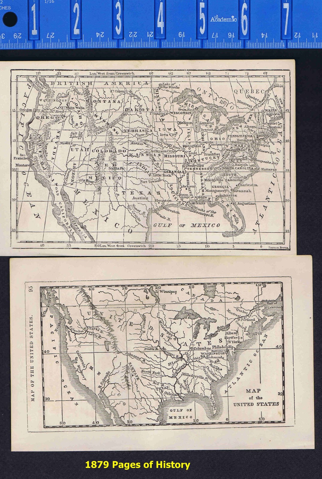 Wood Engraved Maps of the United States -1879 Pages of History
