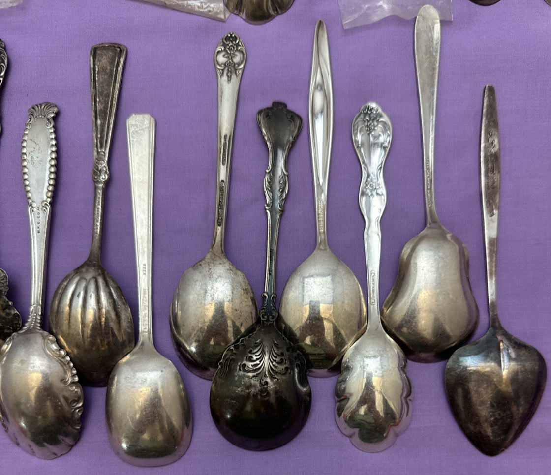30 Pc Antique to Vintage Mix Silverplated SUGAR SPOONS SHELLS SHOVELS & SIFTERS