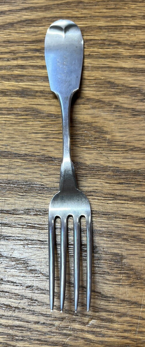 American Coin Silver Lunch/Cake Fork Hotchkiss & Schreuder Syracuse NY c1850