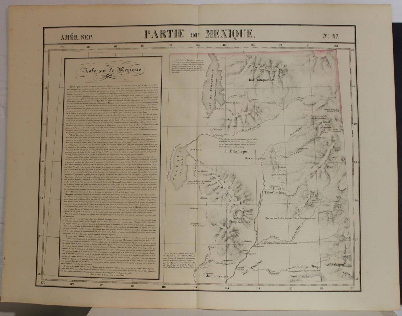 UTAH UNITED STATES 1825 VANDERMAELEN UNUSUAL ANTIQUE LITHOGRAPHIC MAP #47