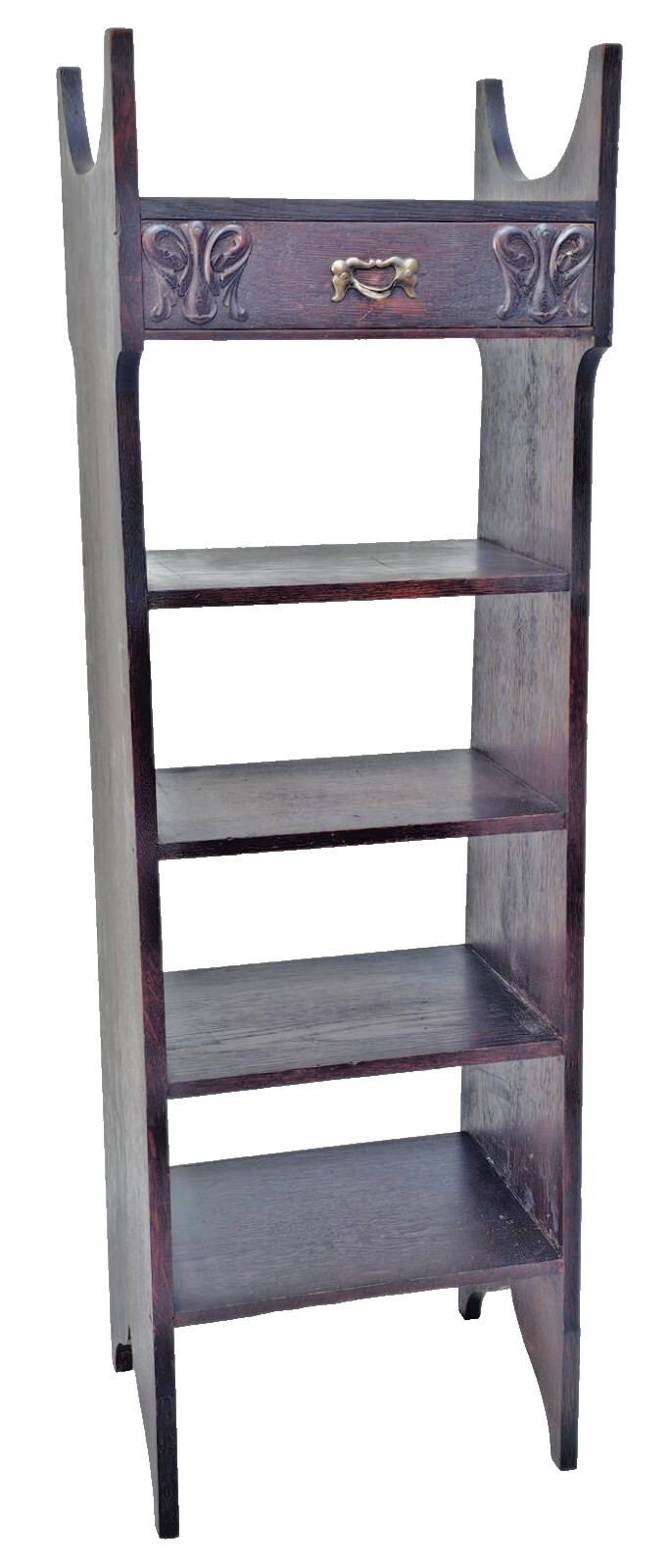 Antique 1910s Arts & Crafts Mission Oak Small Open Bookcase Original Finish