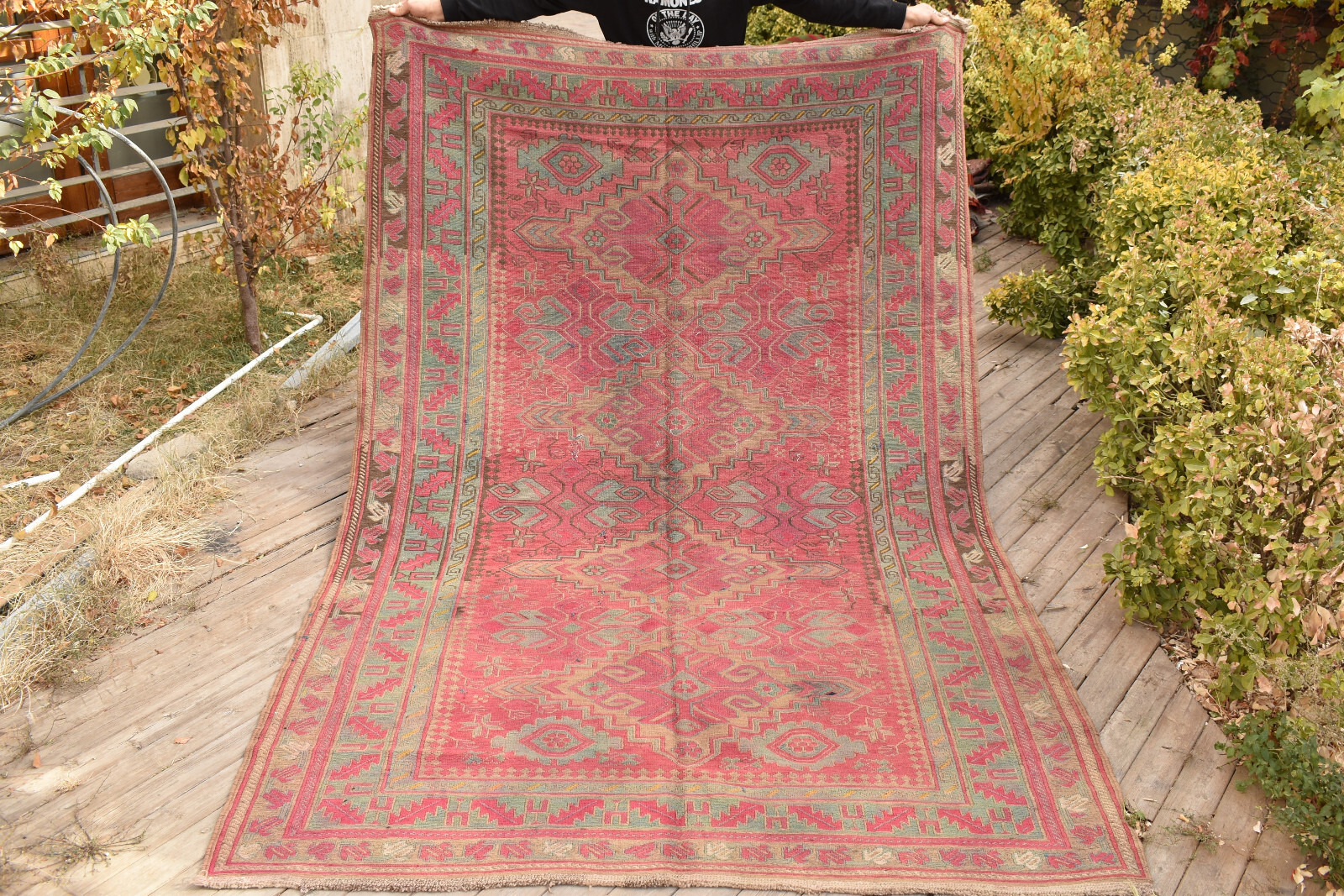 Caucasian Rug 5×9 Size Handwoven Antique Vintage Sumak Kilim 176x275cm Multi