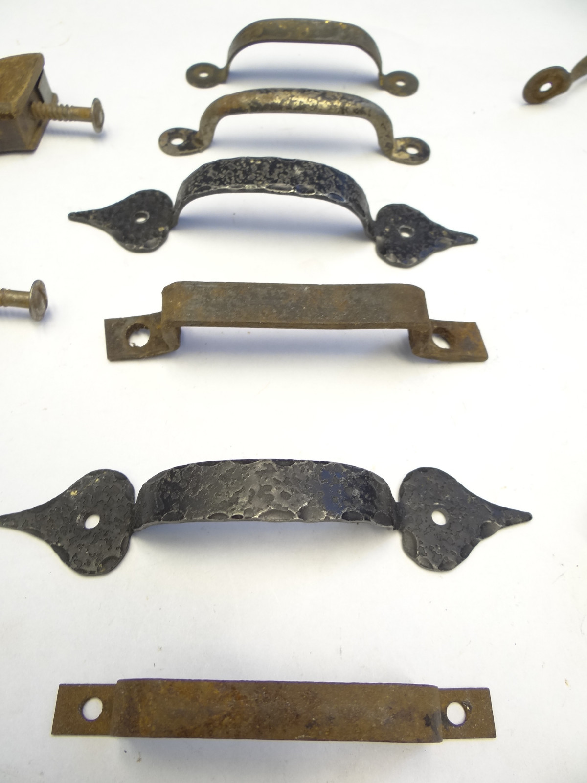 Antique Vintage Mixed Lot Wood Metal Iron Brass Cabinet Door Pulls Handles Parts