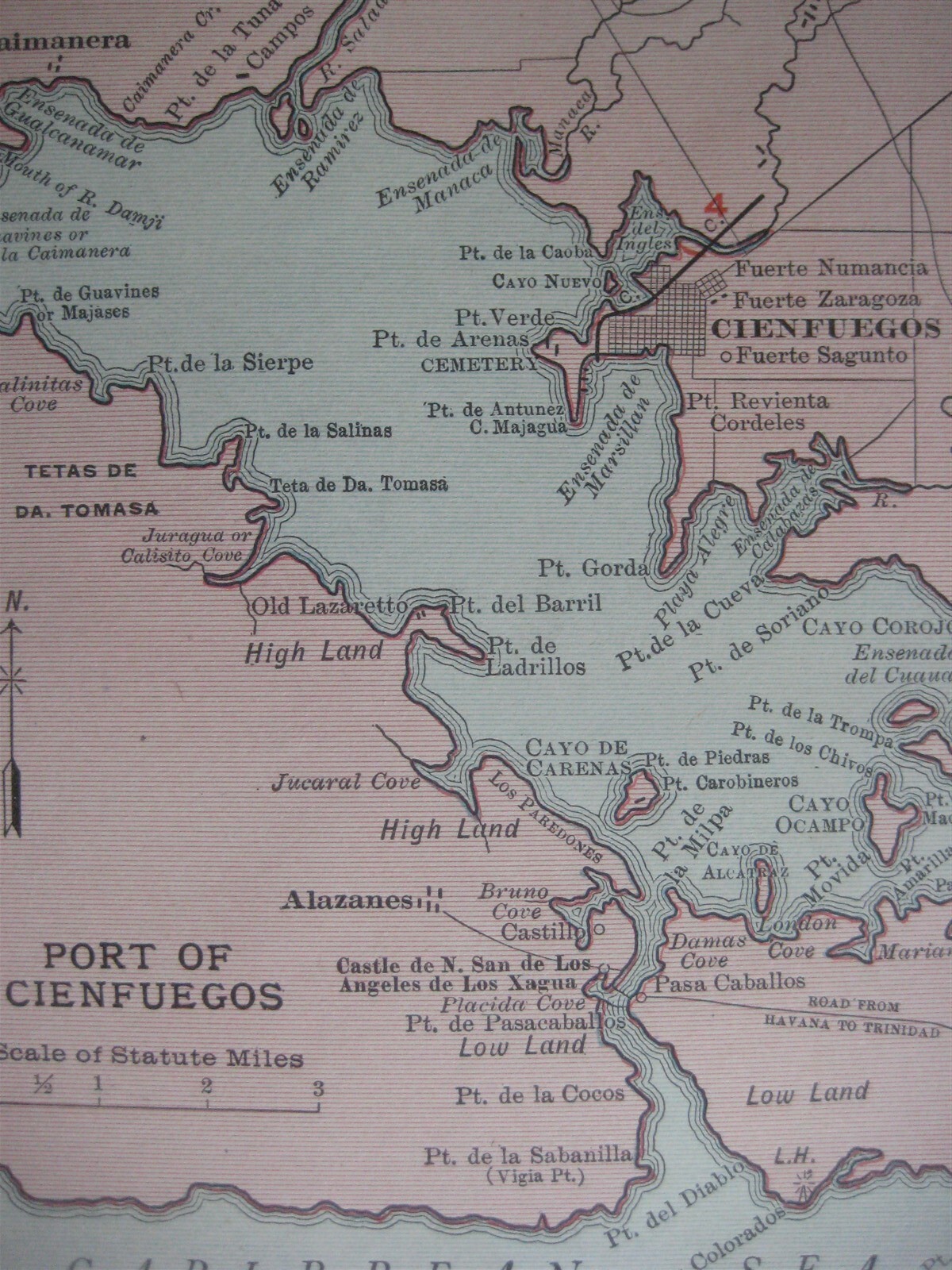 Original 1913 Large-Format Railroad Map CUBA Key West Havana Guantanamo Camagüey