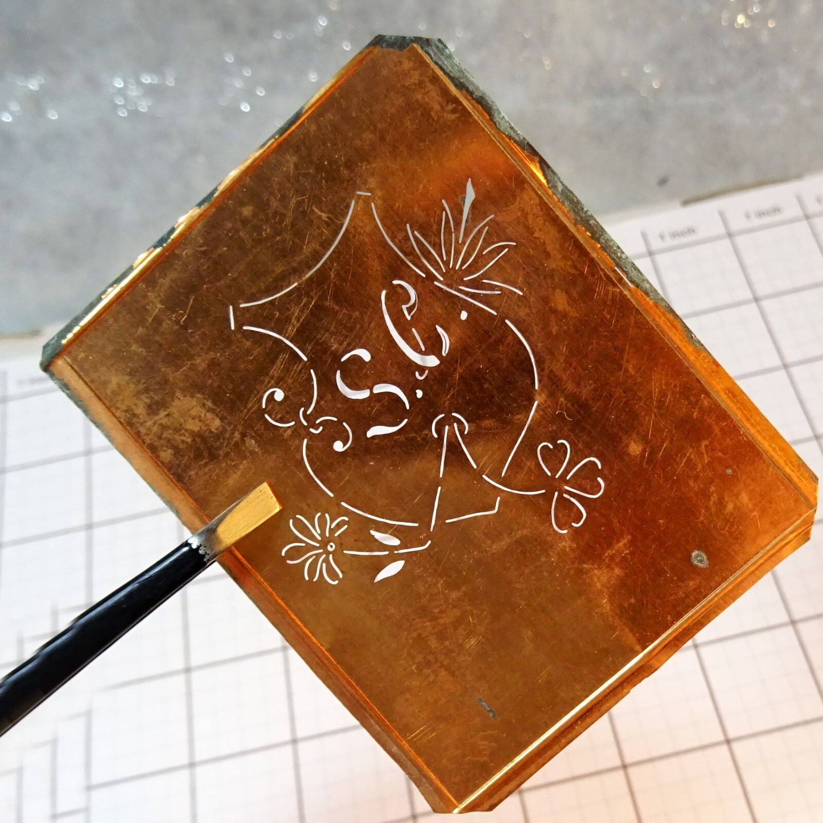 SC S C CS monogram initials letters copper stencil antique family name sign gift