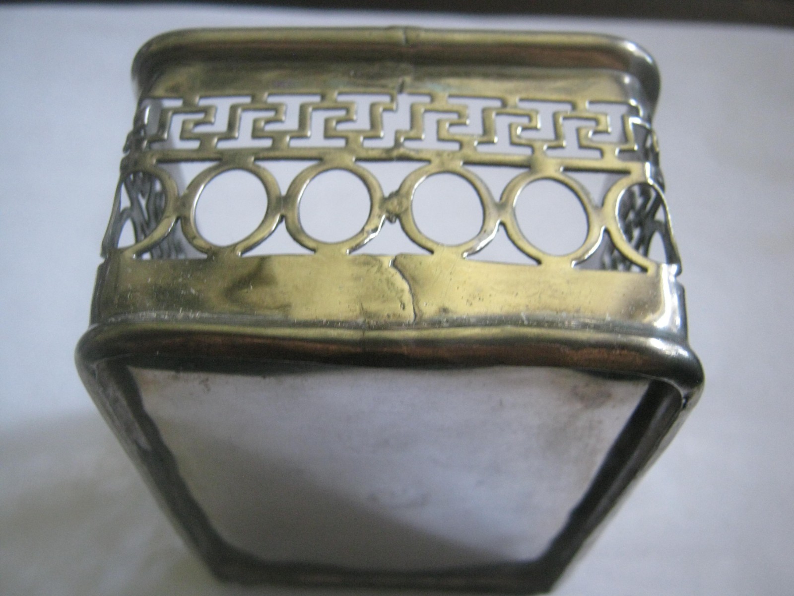Silver Plated Rectangular Caddy for Sweetener, Salt & Pepper etc. Greek Key Rim