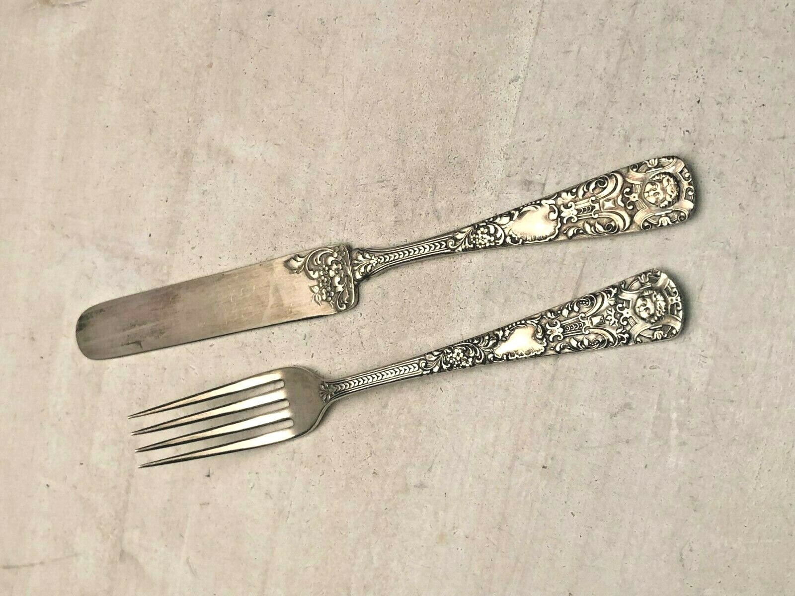 Antique Siverplate Youth Knife and Fork, Pattern Unknown, Yale Silver Co.