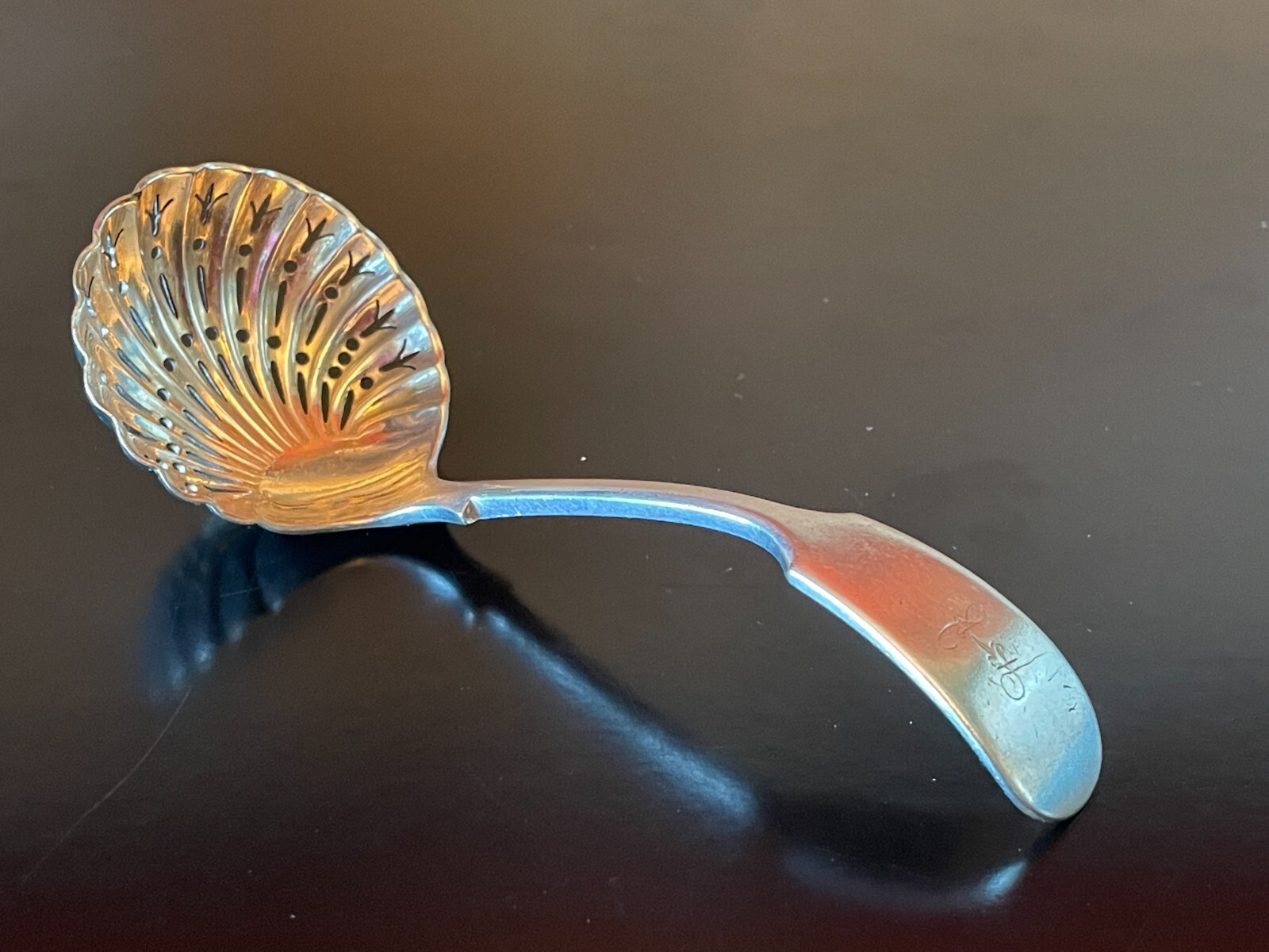 Antique Atkin Brother Sheffield Silverplate Sugar Sifter Spoon Shell Shape