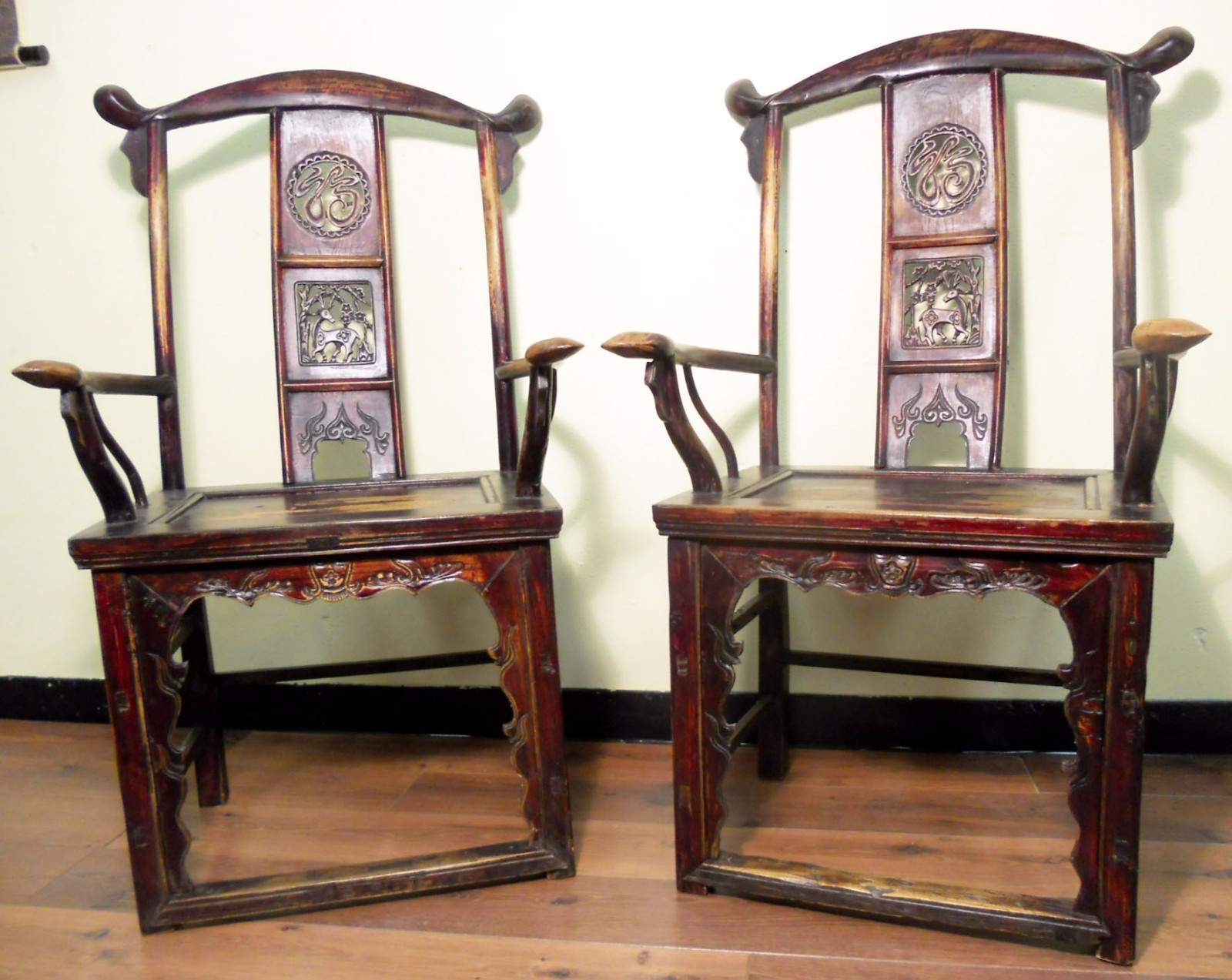 Antique Chinese High Back Arm Chairs (5085) (Pair), Circa 1800-1849