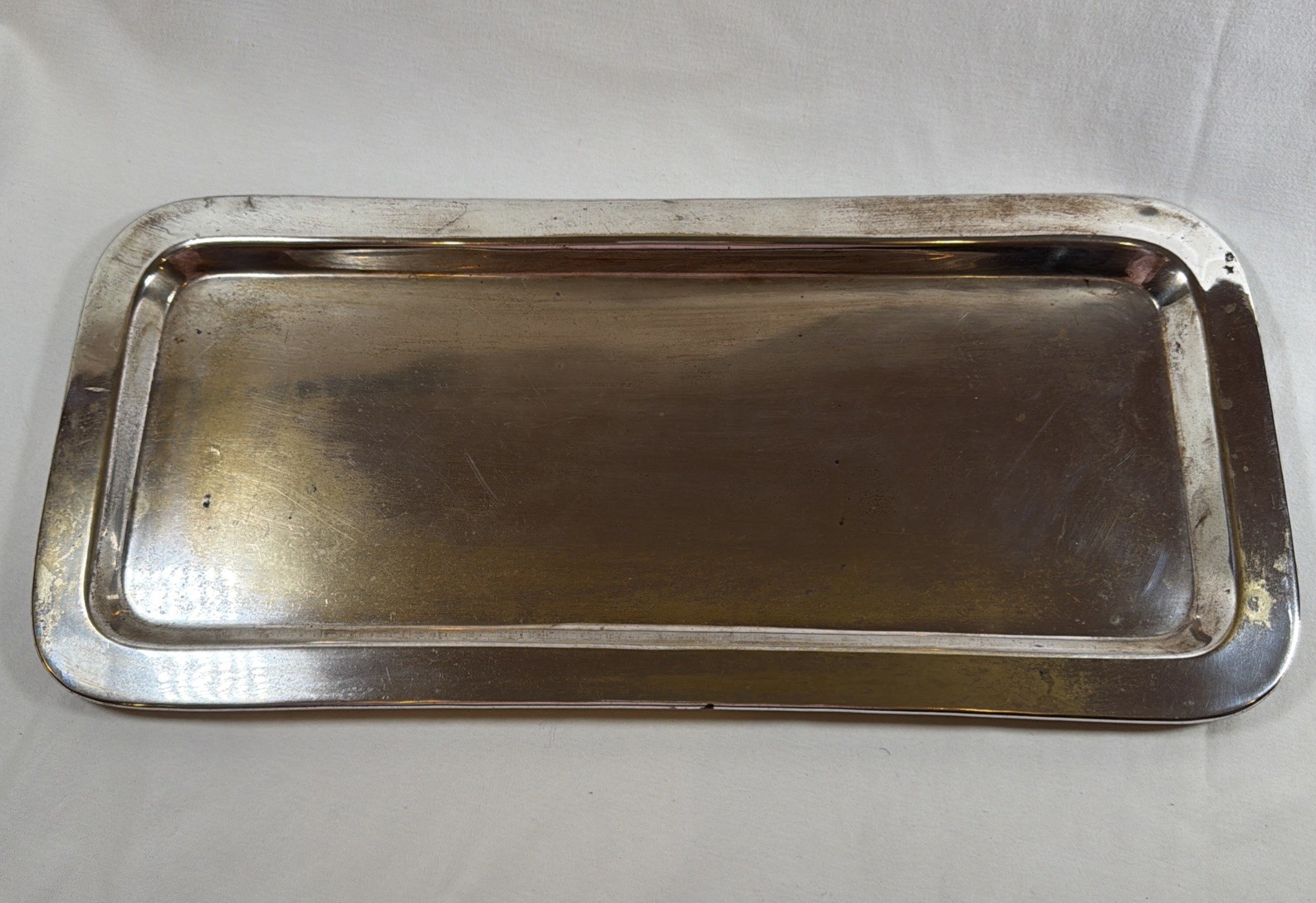 Vtg Pottery Barn Silverplate Tray Platter Engraved 16.75 X 7.5 Inches AS-IS