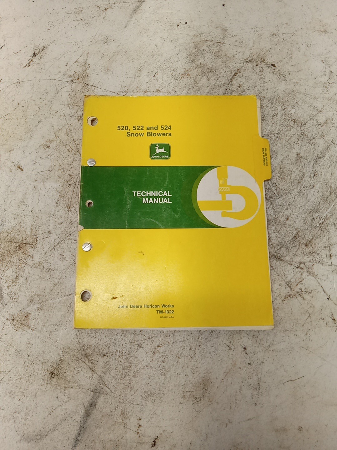 John Deere 520 522 524 Snow Blower Technical Manual TM-1322