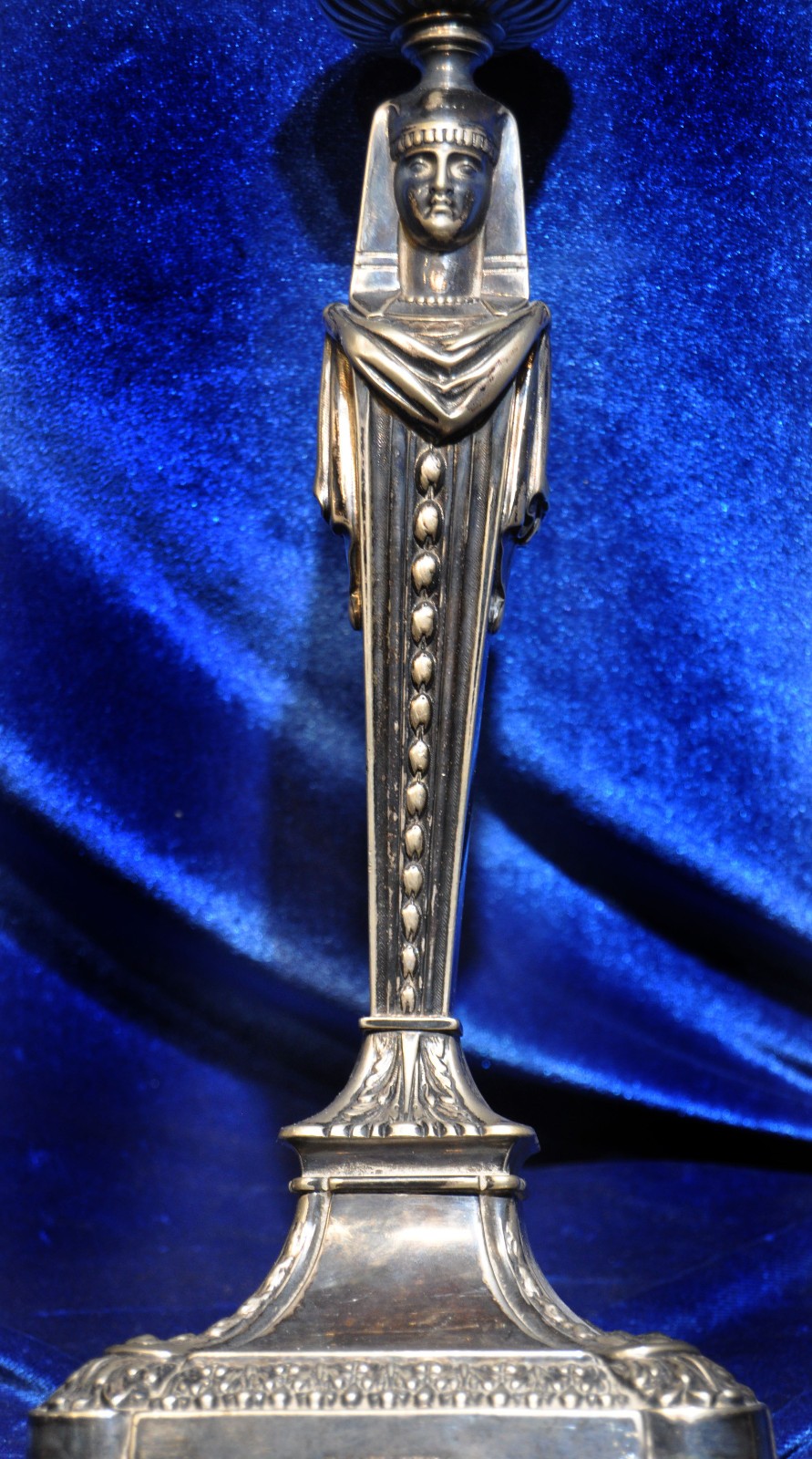EGYPTIAN ELKINGTON CANDLESTICK BUST CARYATID SPHINX SILVER PLATE NEOCLASSAL RARE