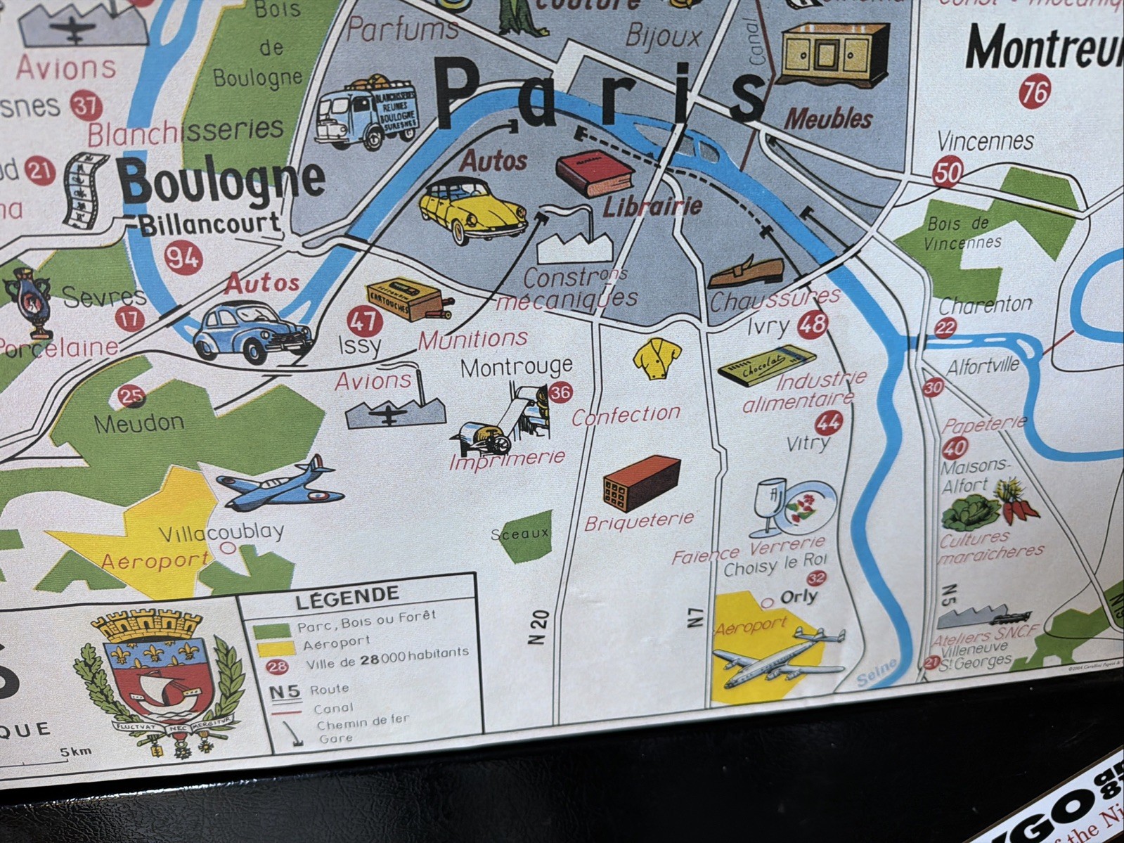 2004 PARIS SCHOOL MAP Monuments & Economy Cars Jewel Hte Couture Airport